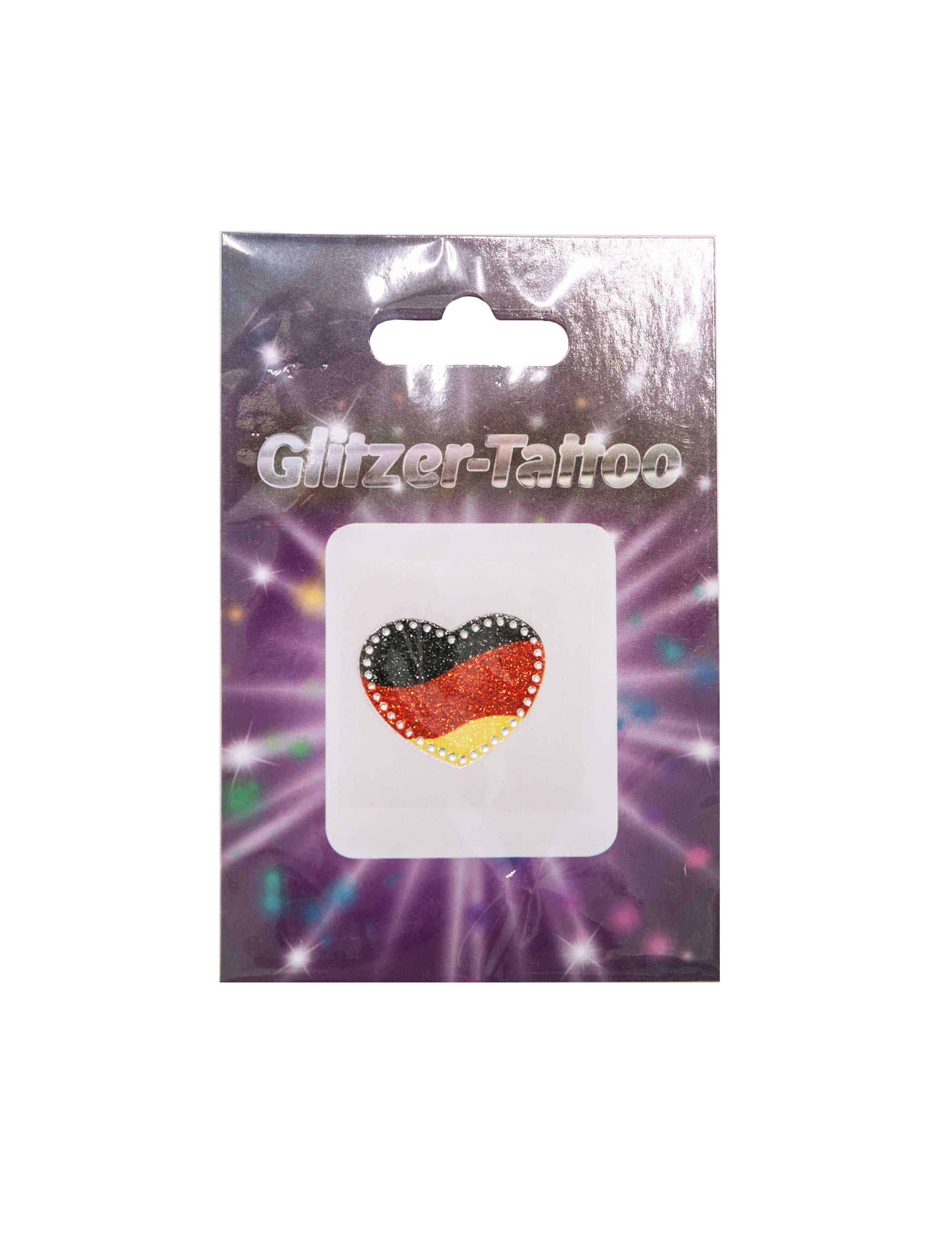 Glitzer-Tattoo Herz Deutschland mit Strass