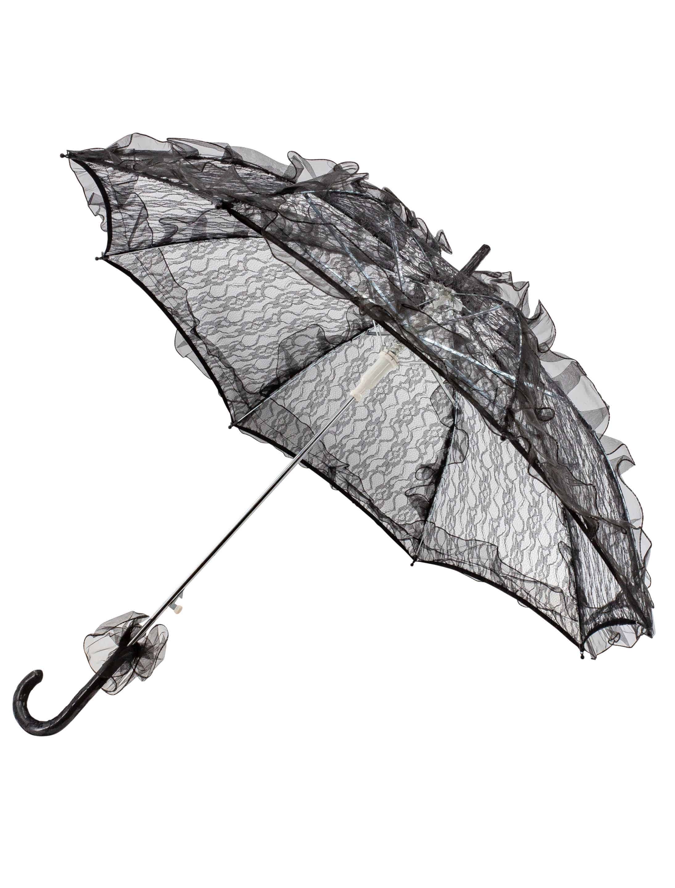 Schirm mit Spitze 76cm schwarz