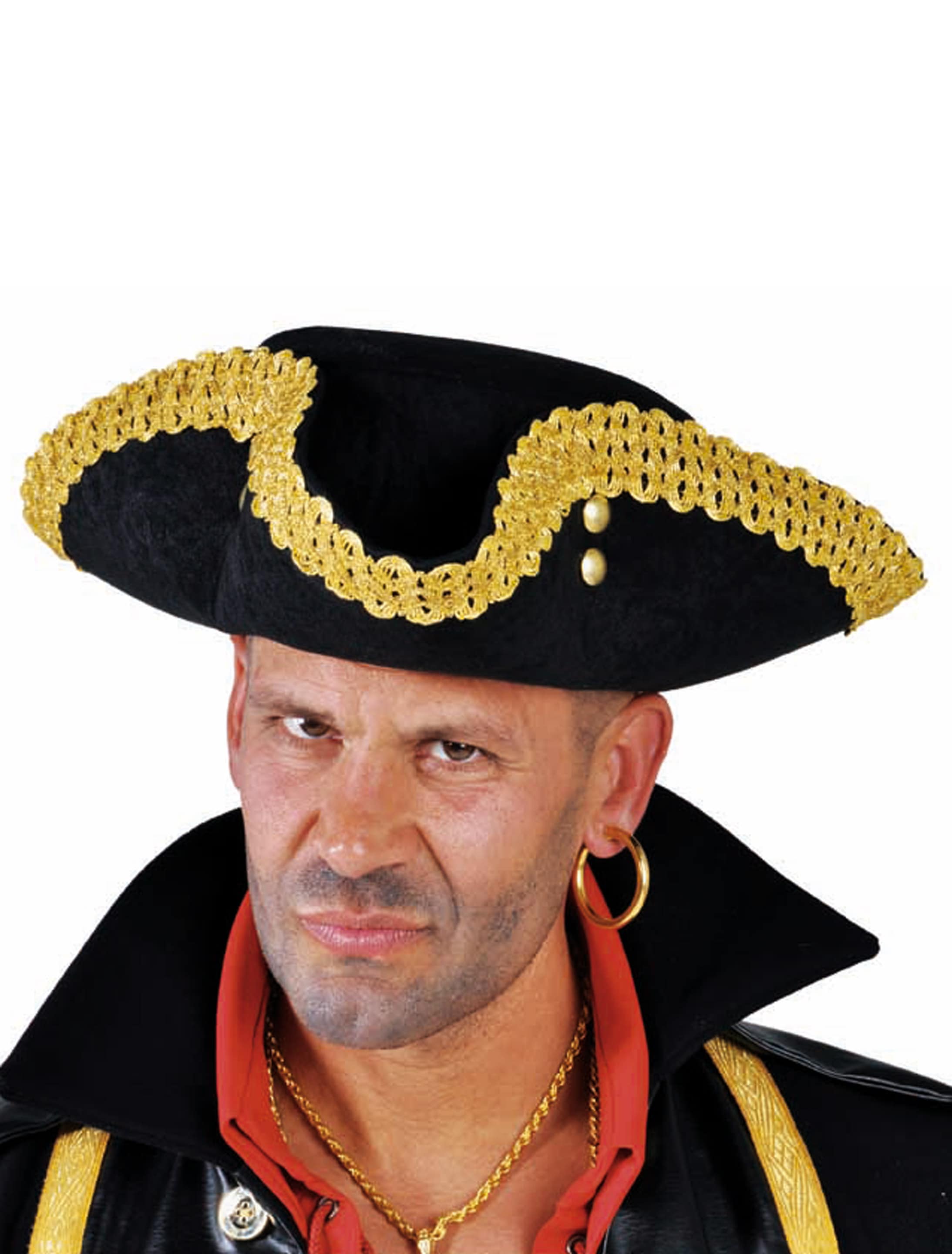 Dreispitz mit goldener Borte schwarz/gold S/M