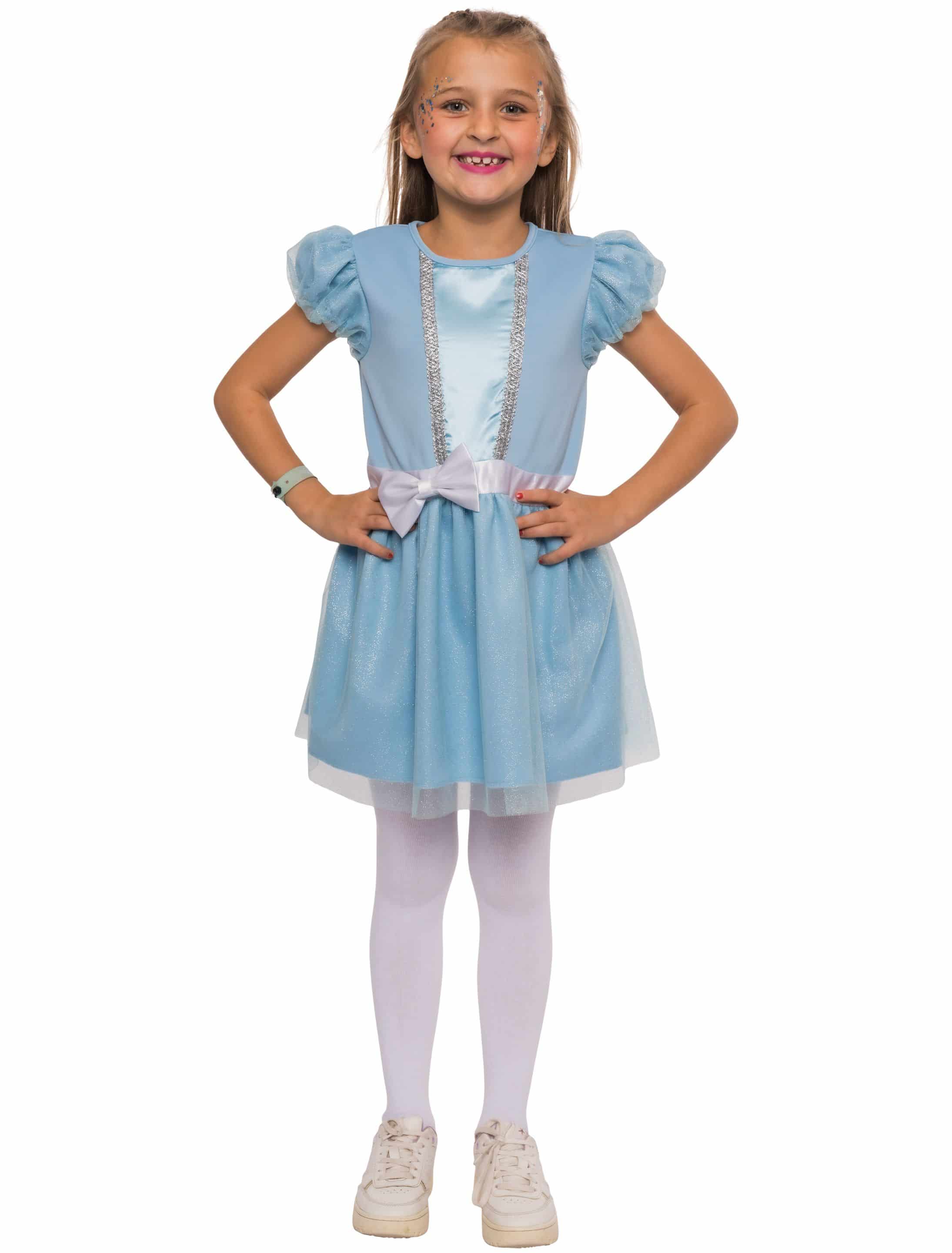 Kleid Cinderalla Unifarben Mädchen blau 92/104