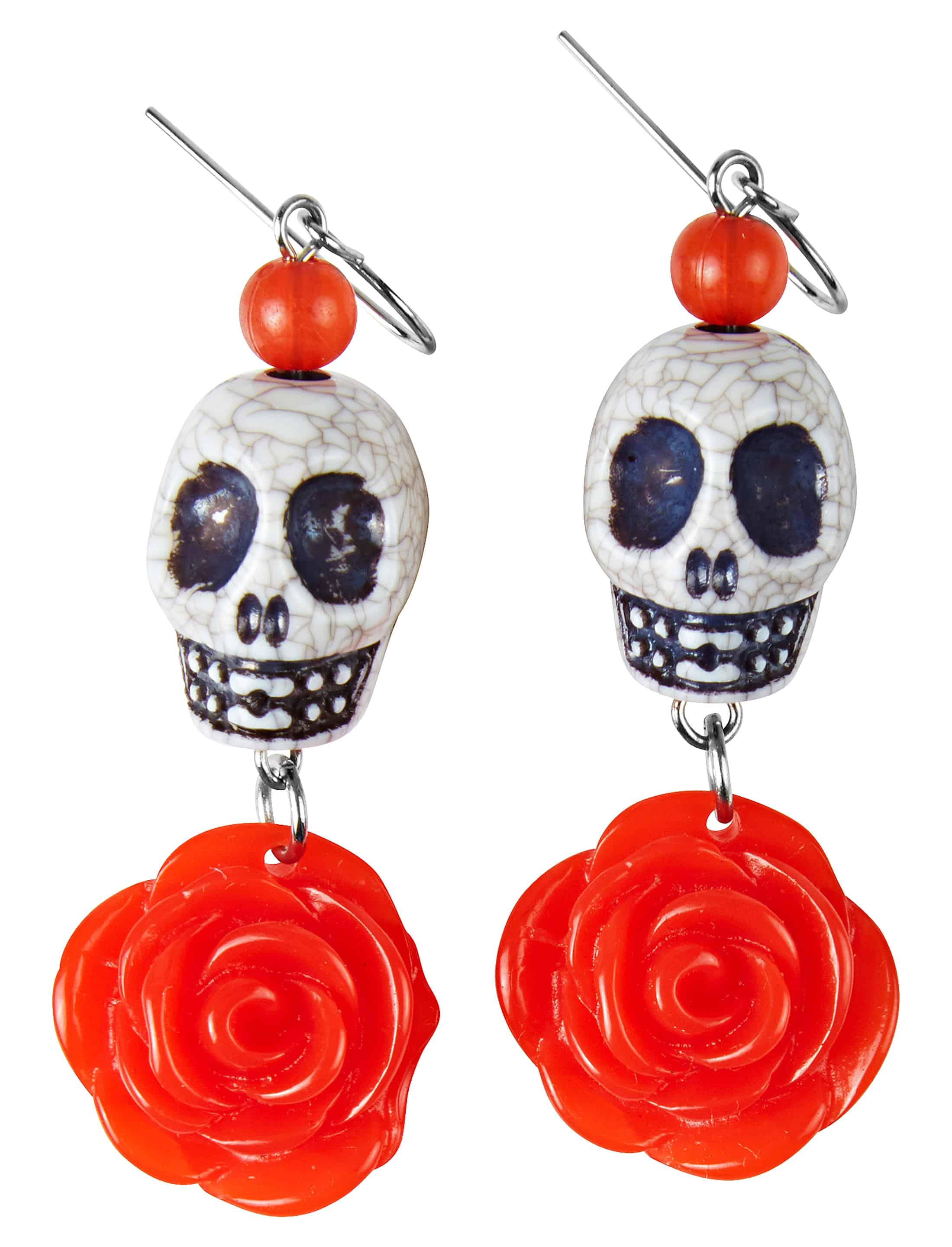 Ohrringe mit Totenkopf und Rose
