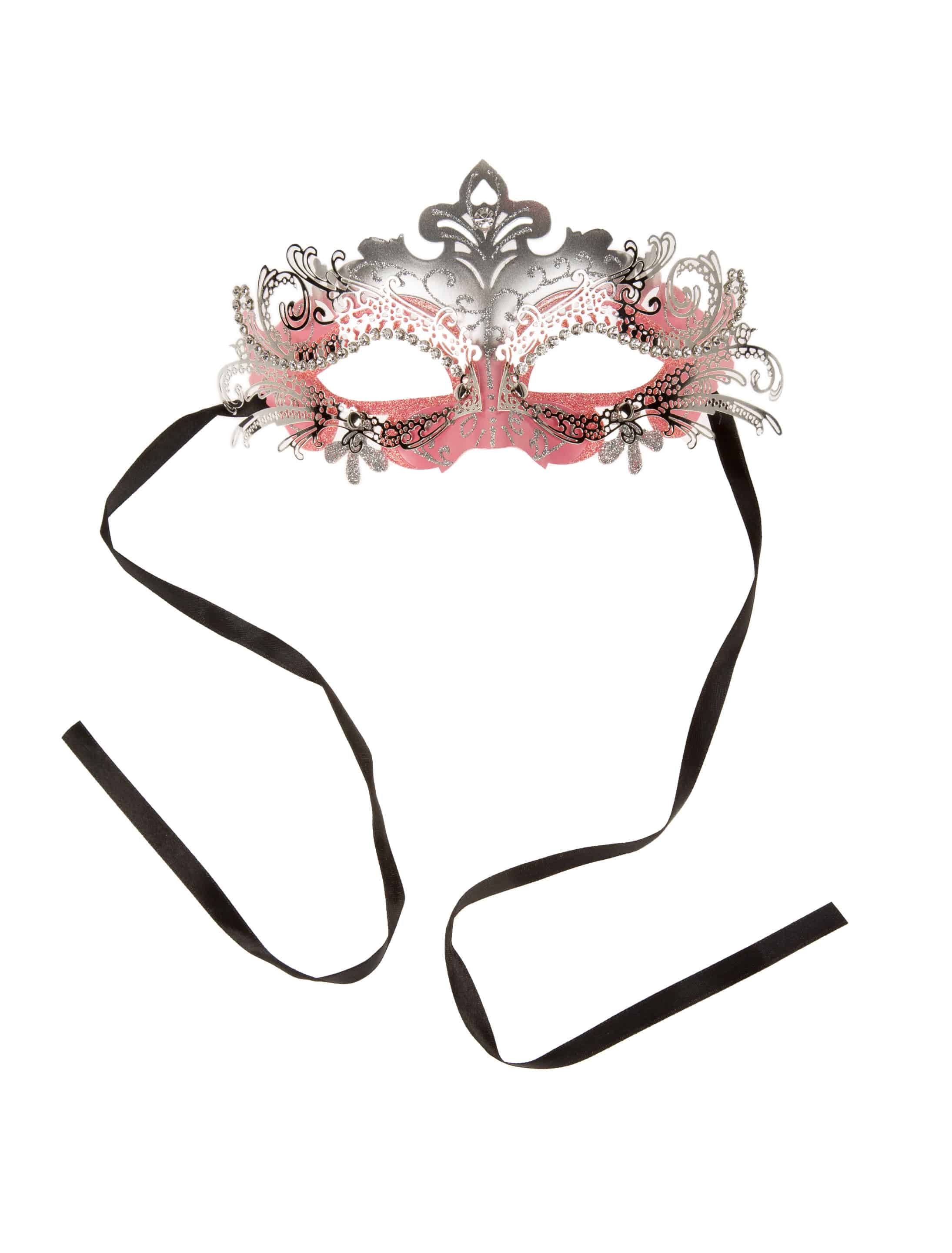 Maske mit Kristallen pink/silber