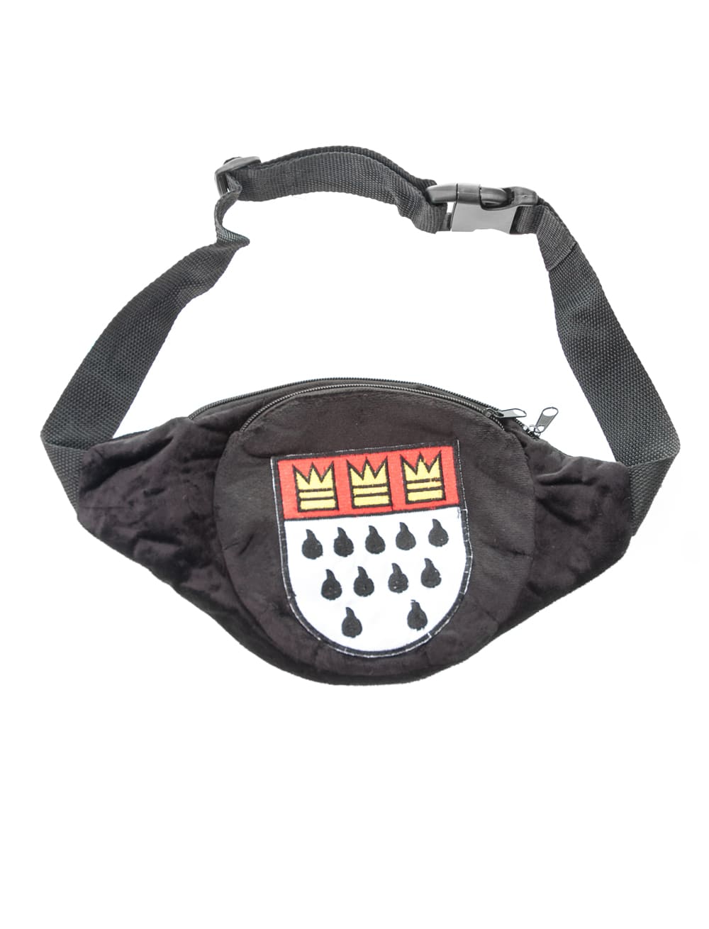 Bauchtasche Köln Wappen Plüsch oval schwarz