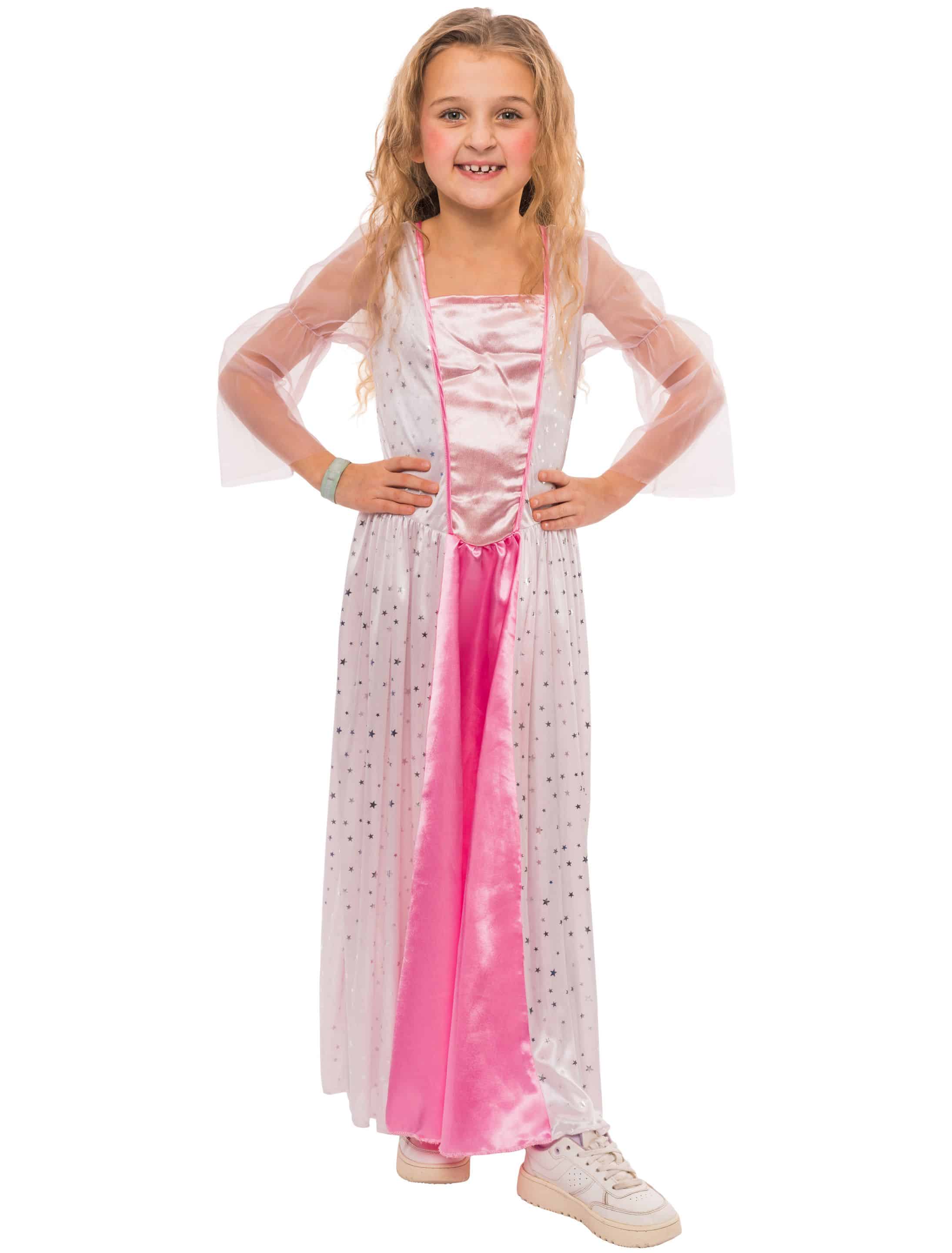Kleid mit Sternen Prinzessin Kinder rosa 140