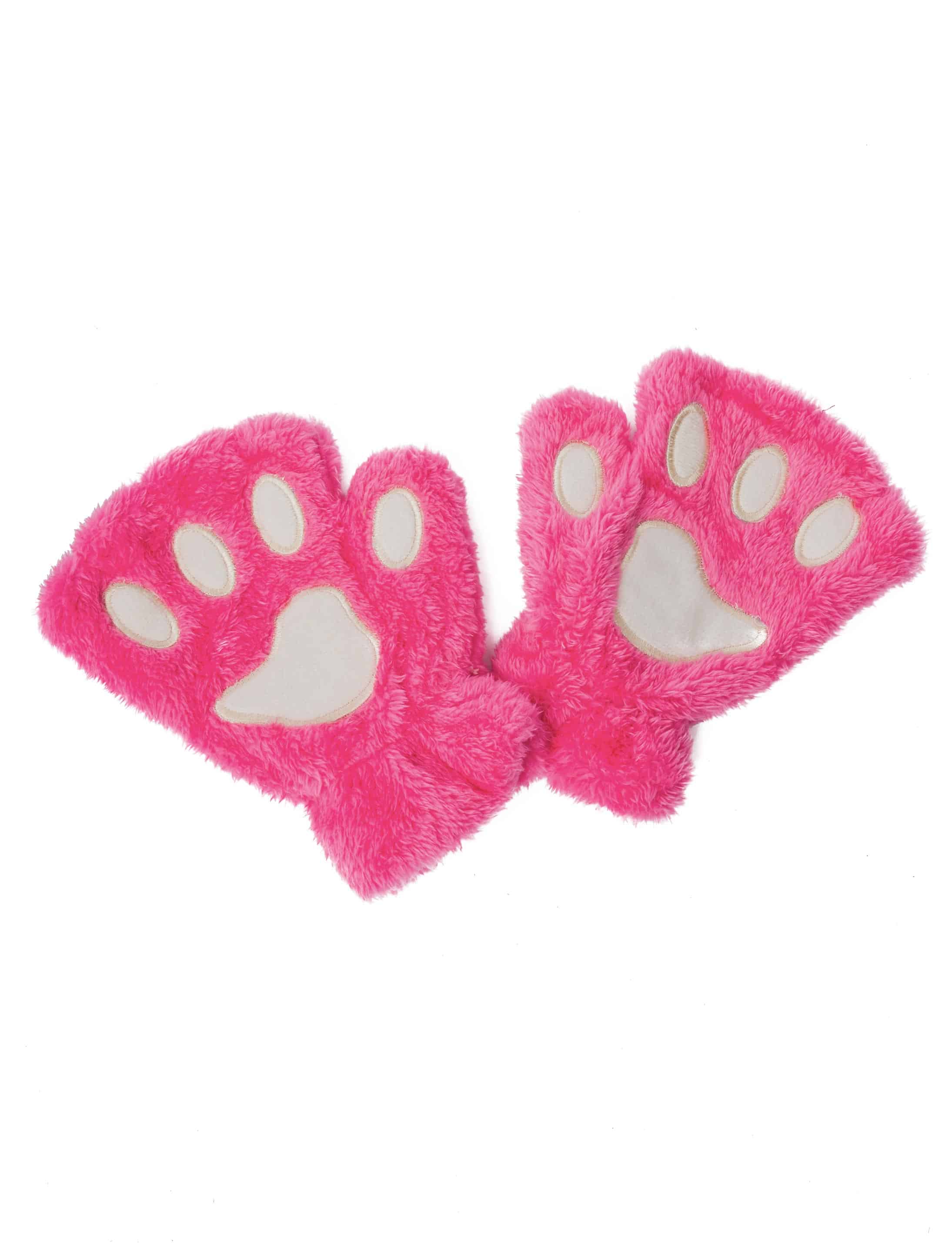 Handschuhe Plüsch Pfote pink one size