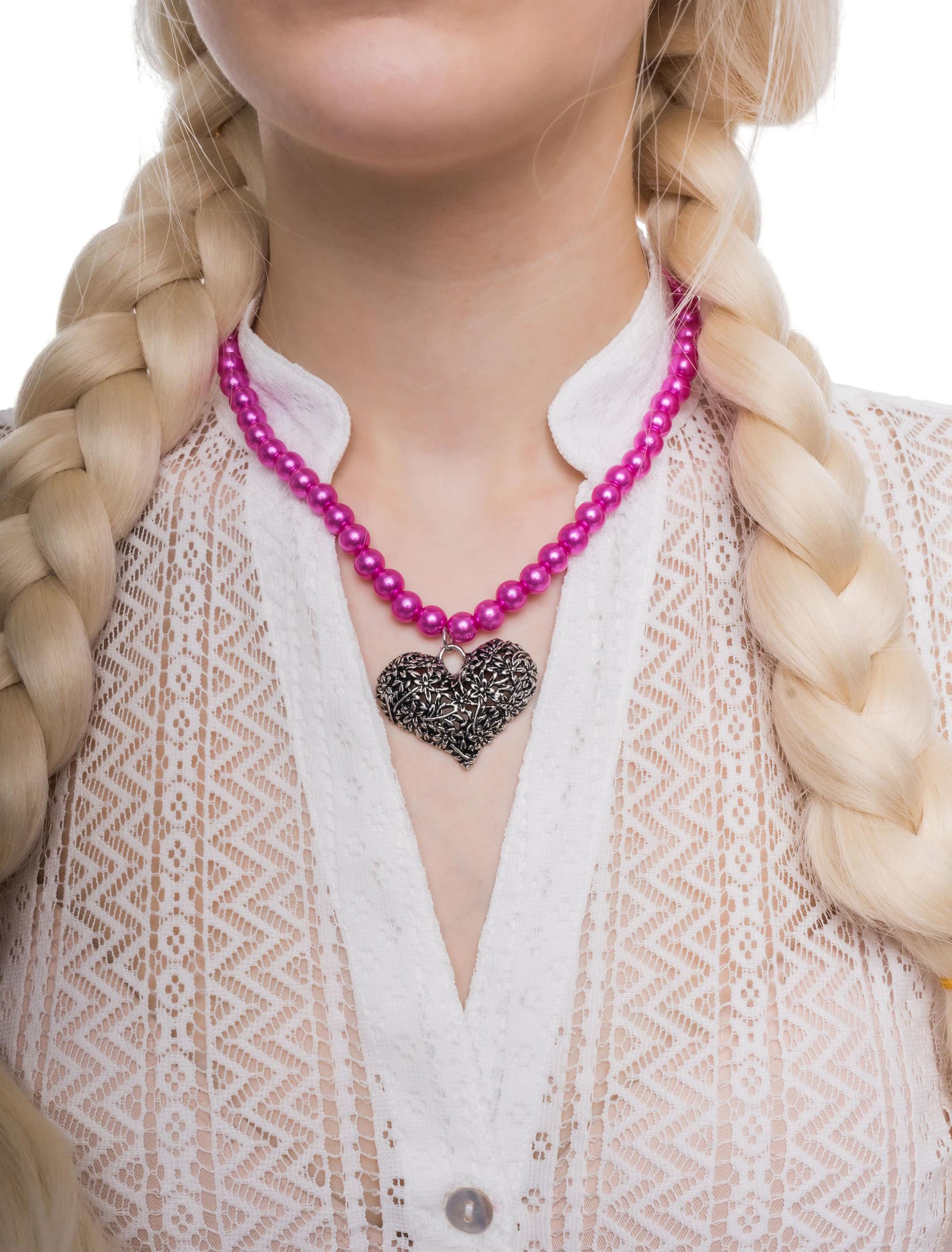 Perlenkette Herzanhänger Damen lila Perlenkette Herzanhänger Damen lila