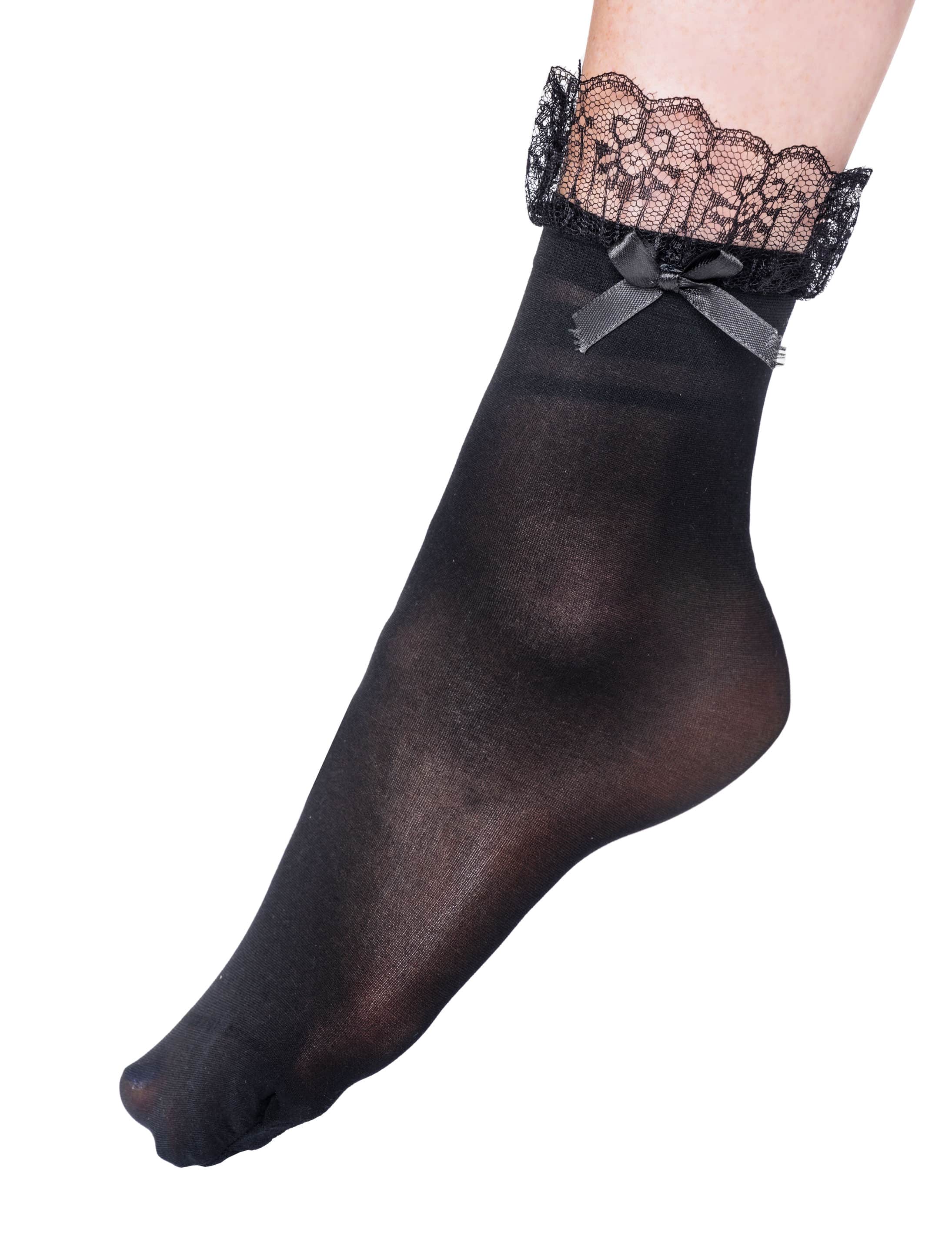Socken mit Spitze und Schleife schwarz one size