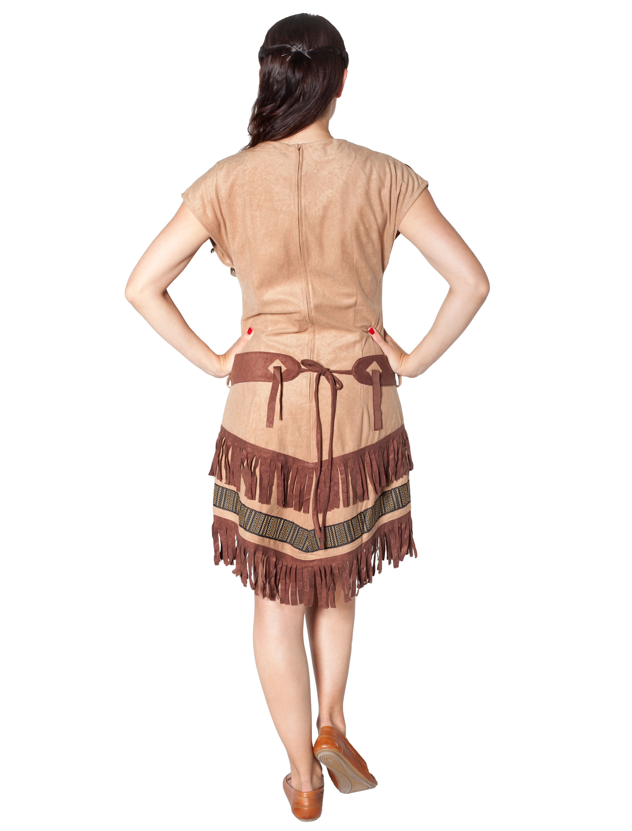 Kleid Indianerin mit Gürtel beige 46