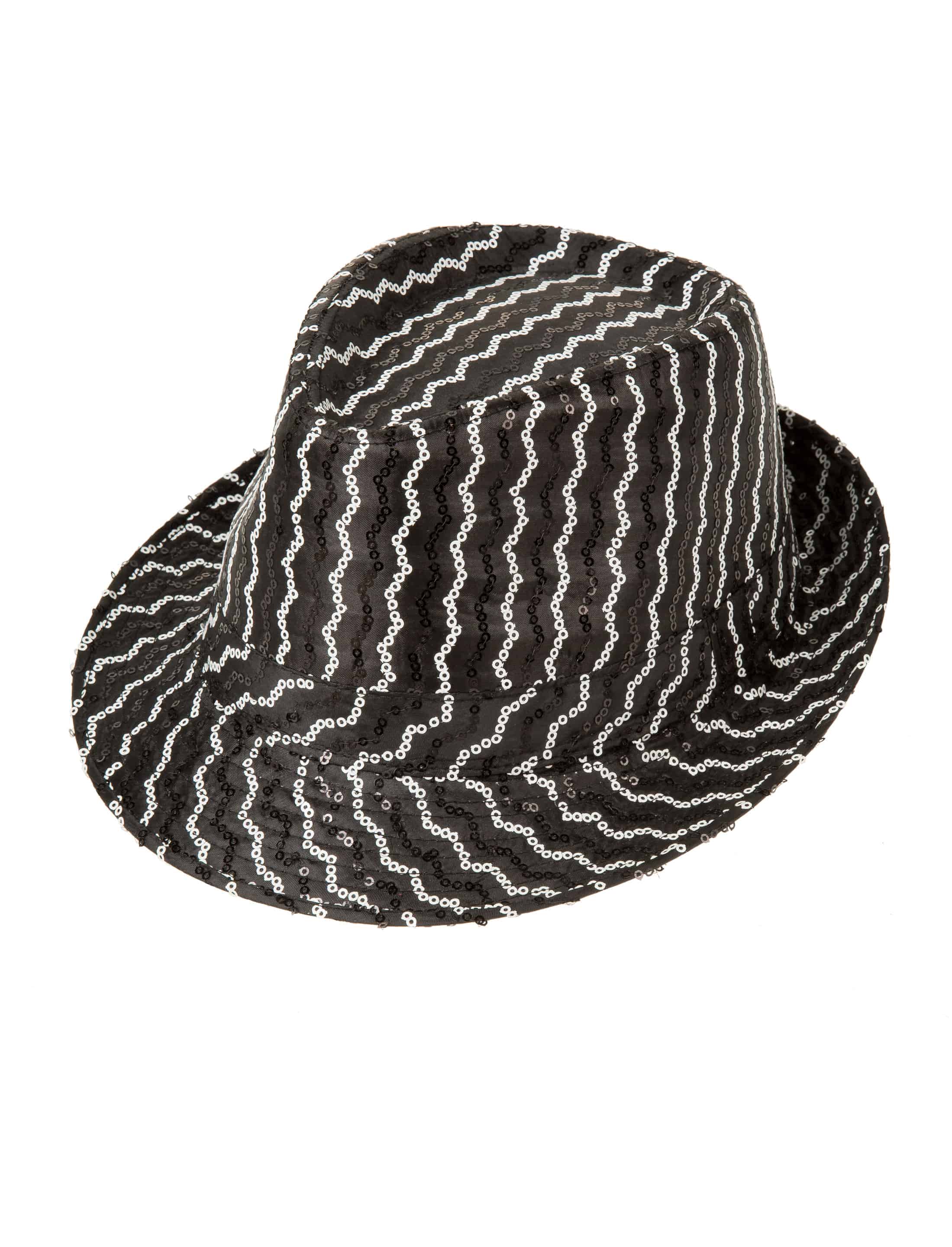 Hut Trilby Pailletten schwarz/silber one size