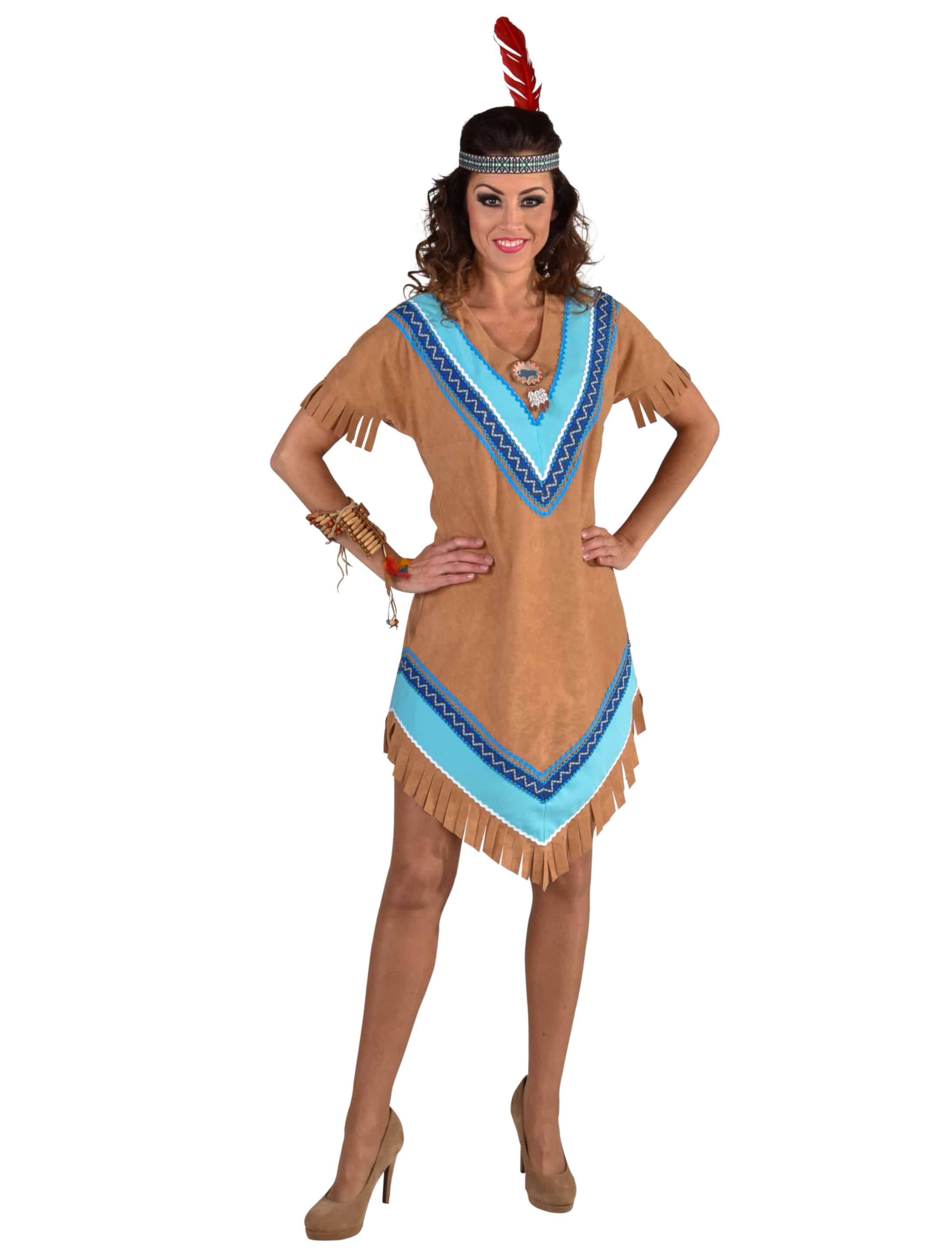 Kleid Indianerin mit Fransen braun L