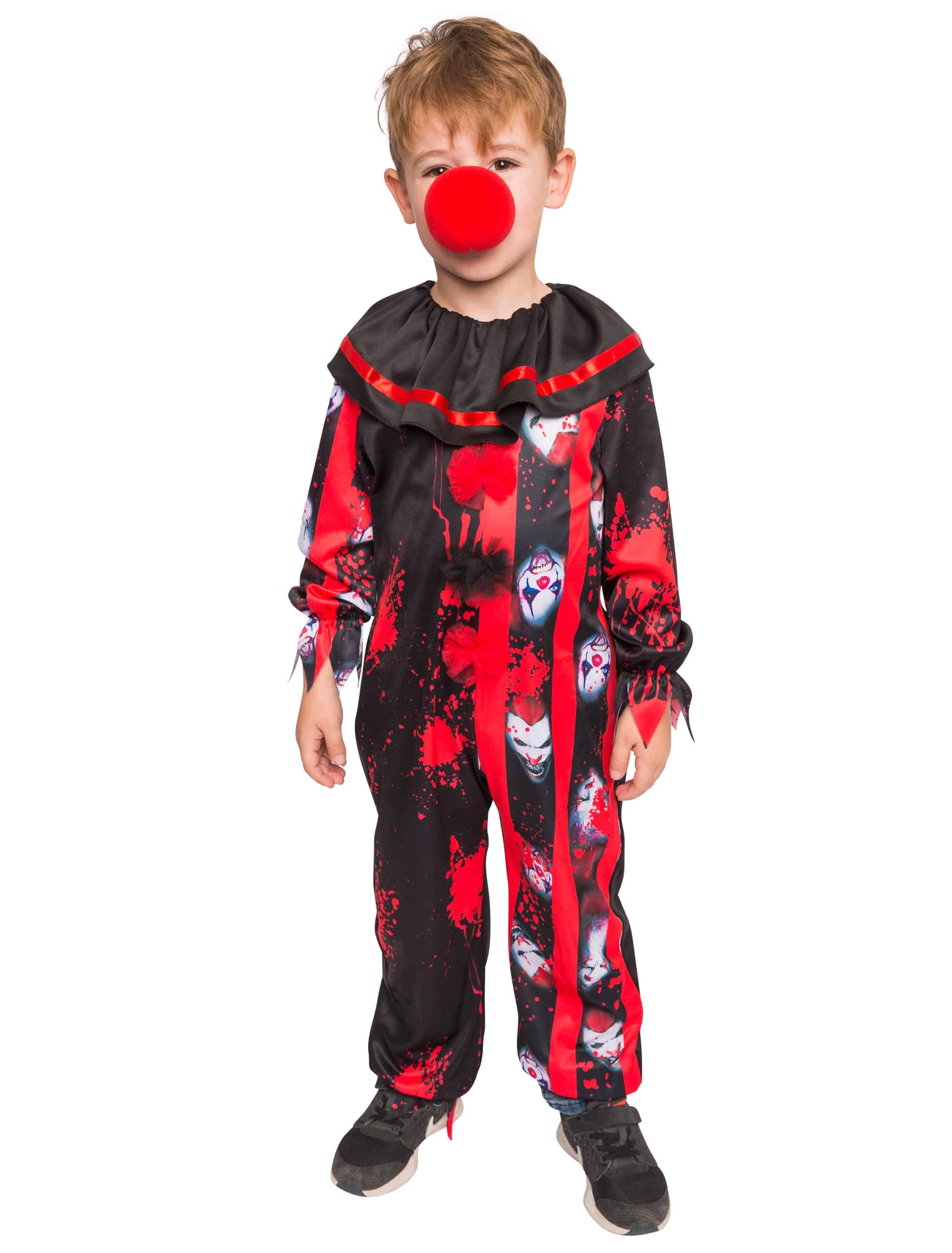 Jumpsuit Gruselclown Kinder schwarz/rot 5-6 Jahre