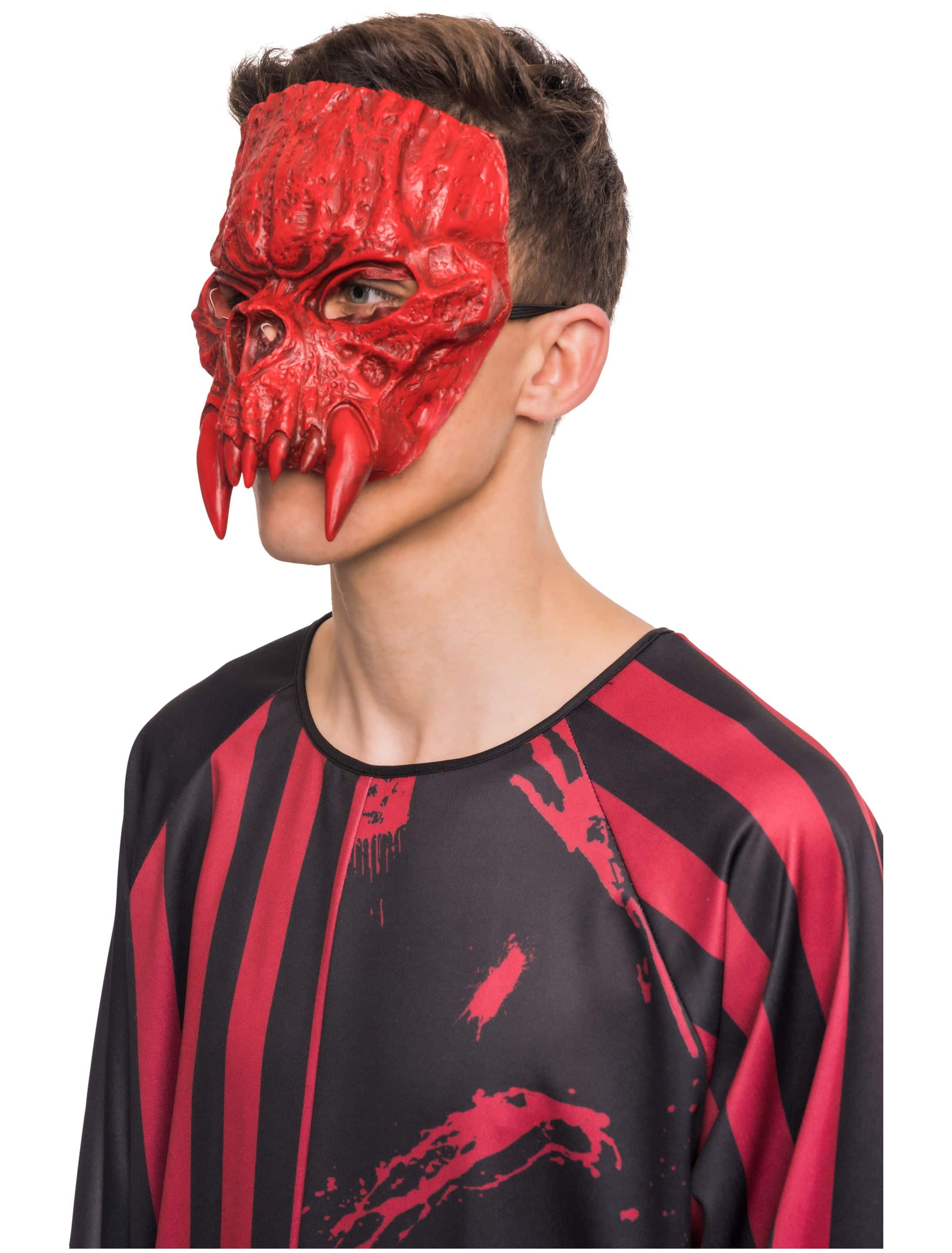 Latexmaske 1/2 Dämon rot