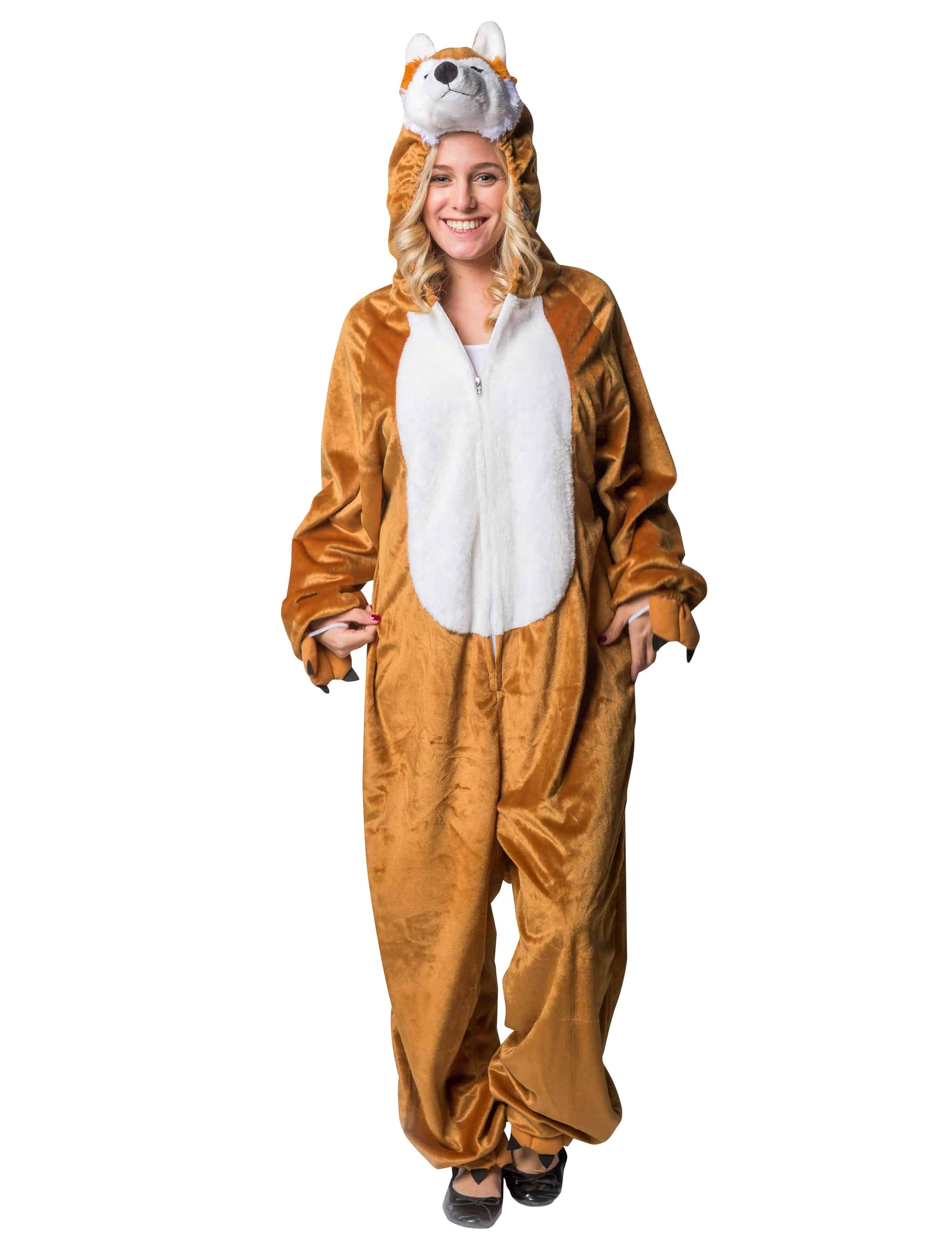 Overall Plüsch Fuchs Damen braun 34-36