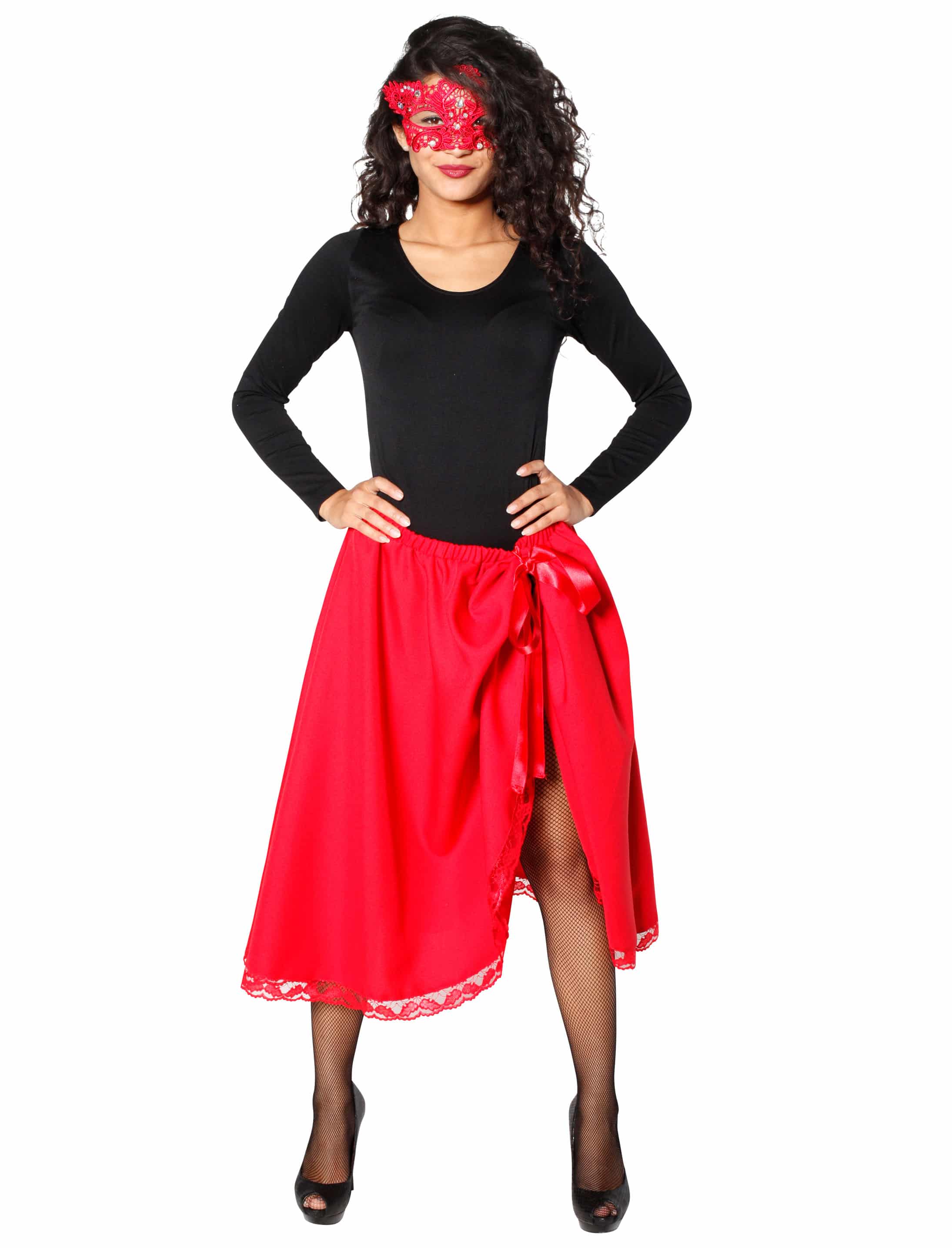 Rock mit Spitze Damen rot 2XL