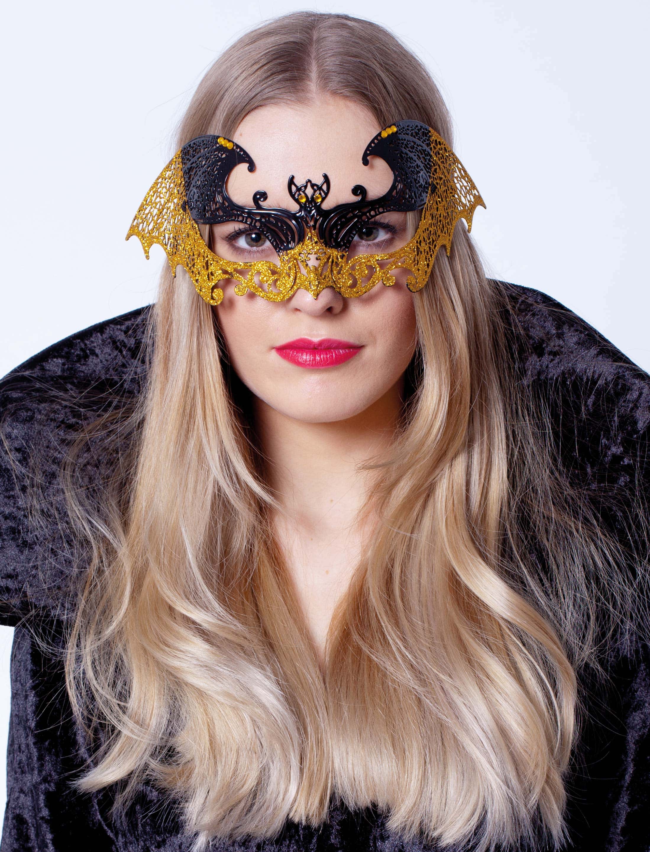 Metallmaske Anne mit Strass fein schwarz/gold Metallmaske Anne mit Strass fein schwarz/gold