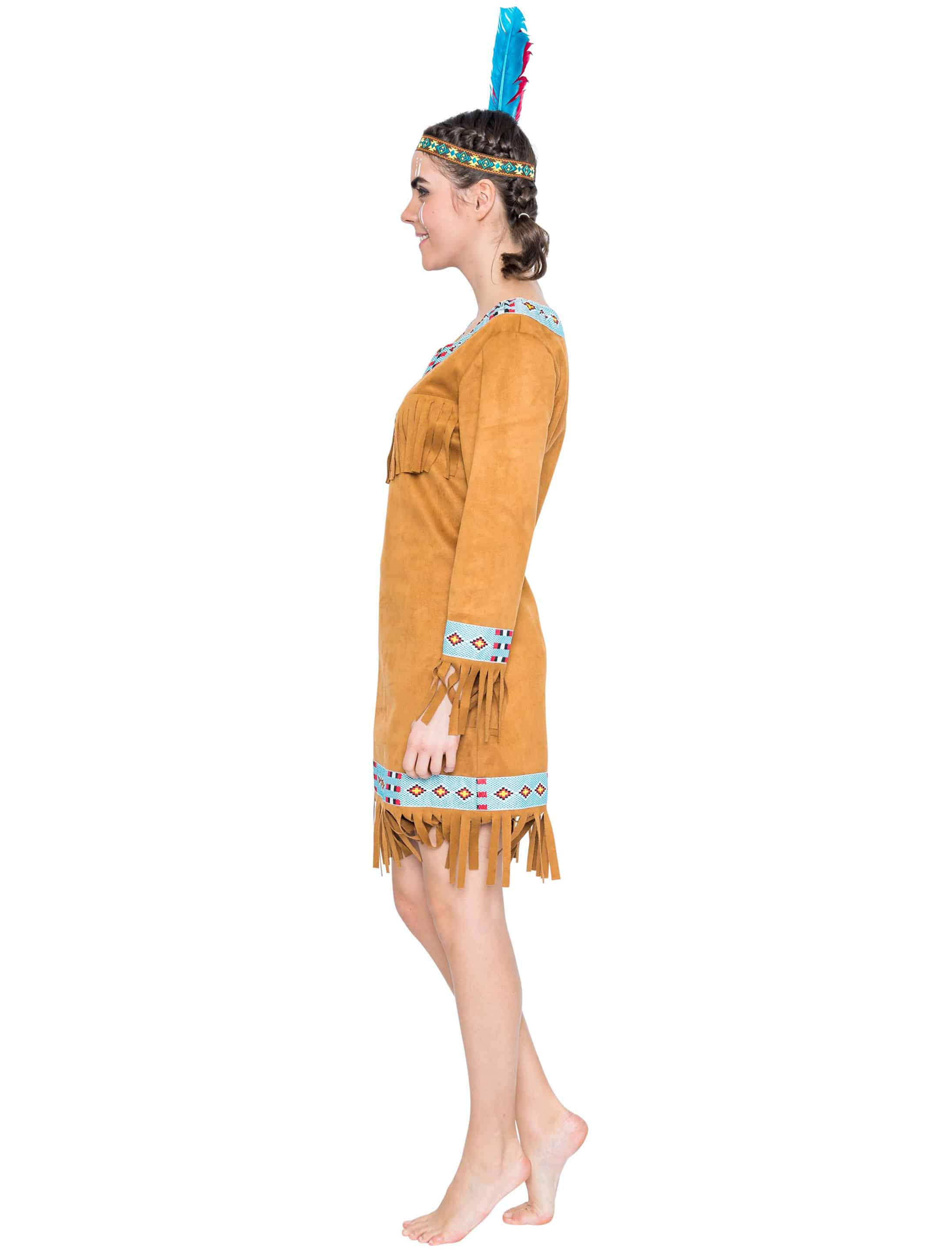 Kleid Indianerin Damen braun XL