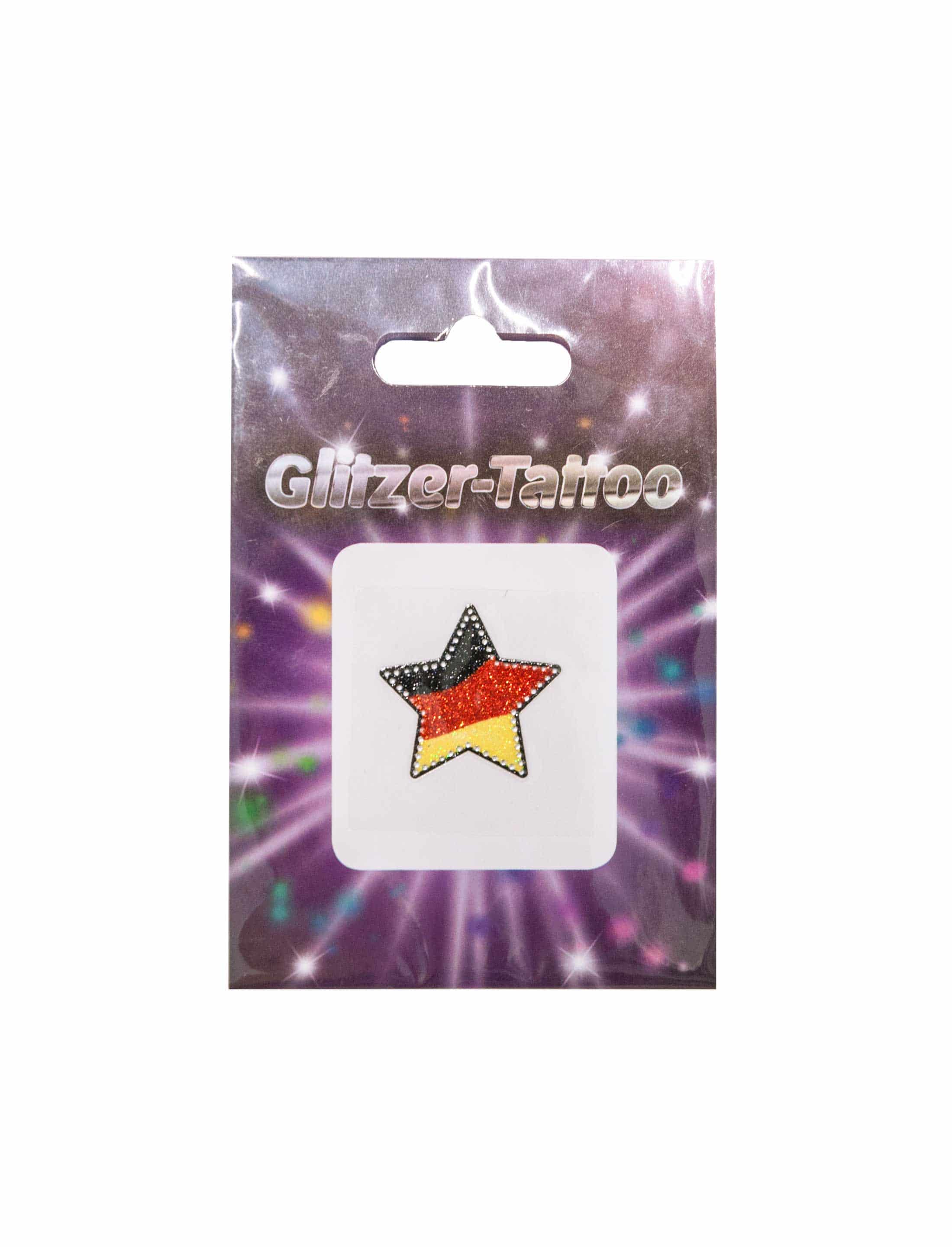 Glitzer-Tattoo Stern Deutschland mit Strass