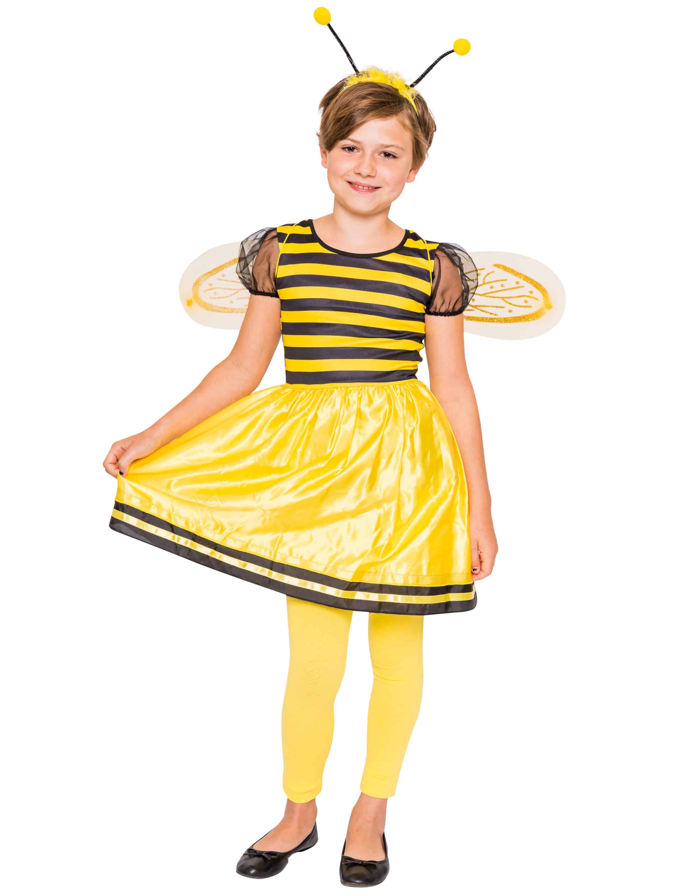 Kleid Bienchen Kinder schwarz/gelb 5-6 Jahre