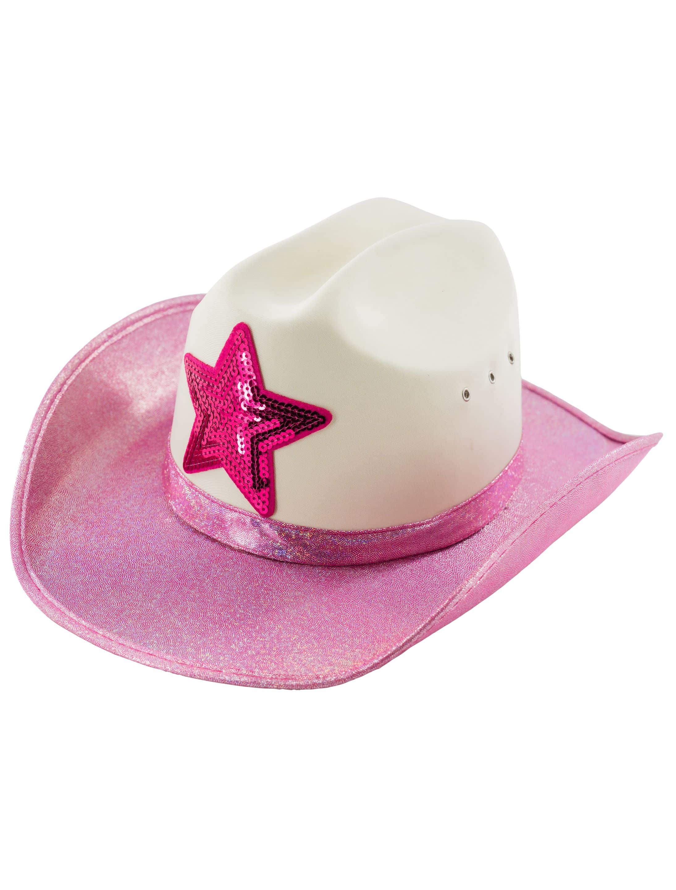 Cowboyhut mit Stern weiß/pink one size