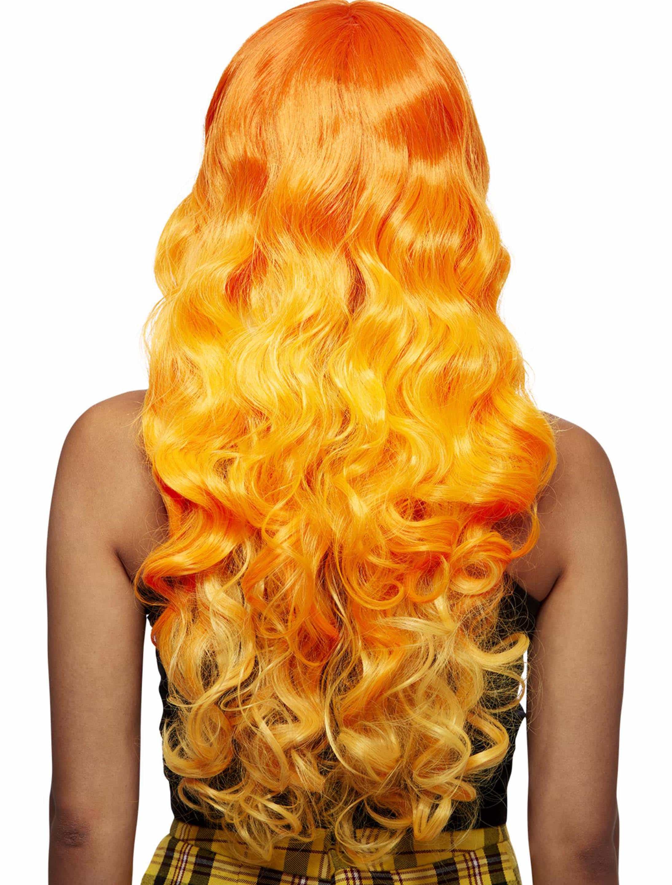 Perücke Langhaar lockig mit Pony orange Perücke Langhaar lockig mit Pony orange