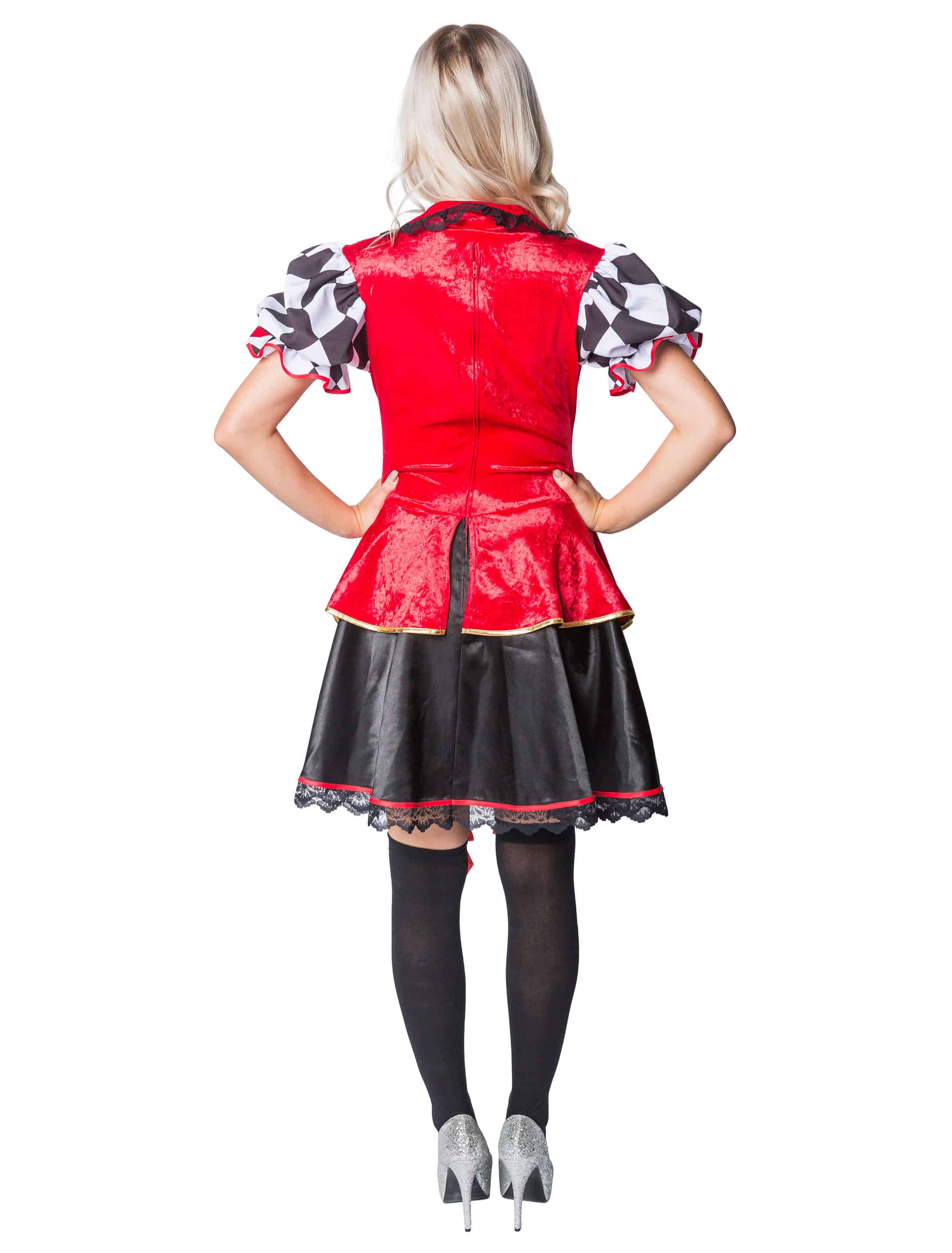 Kleid Pokerin Damen rot/schwarz L