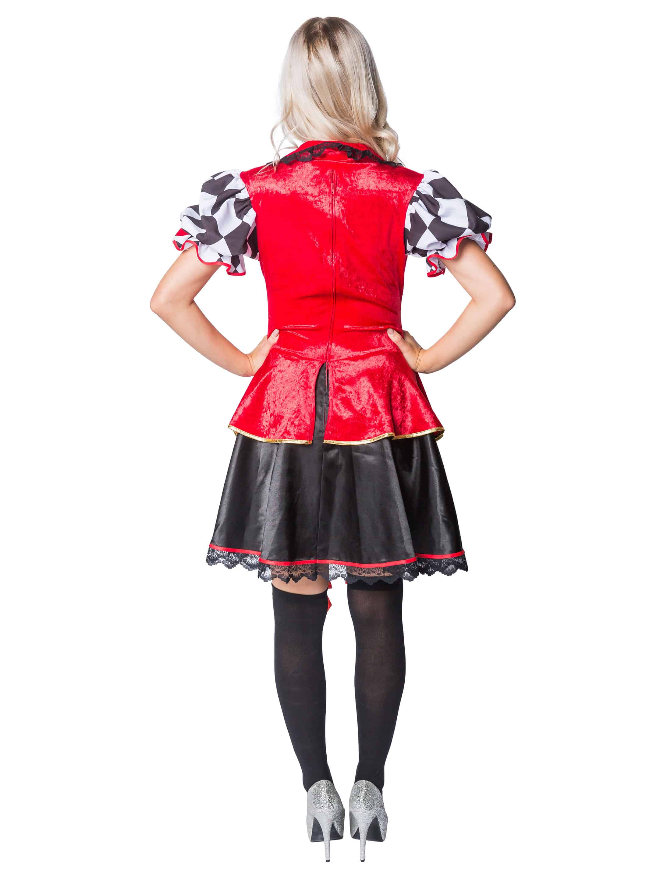 Kleid Pokerin Damen rot/schwarz XL