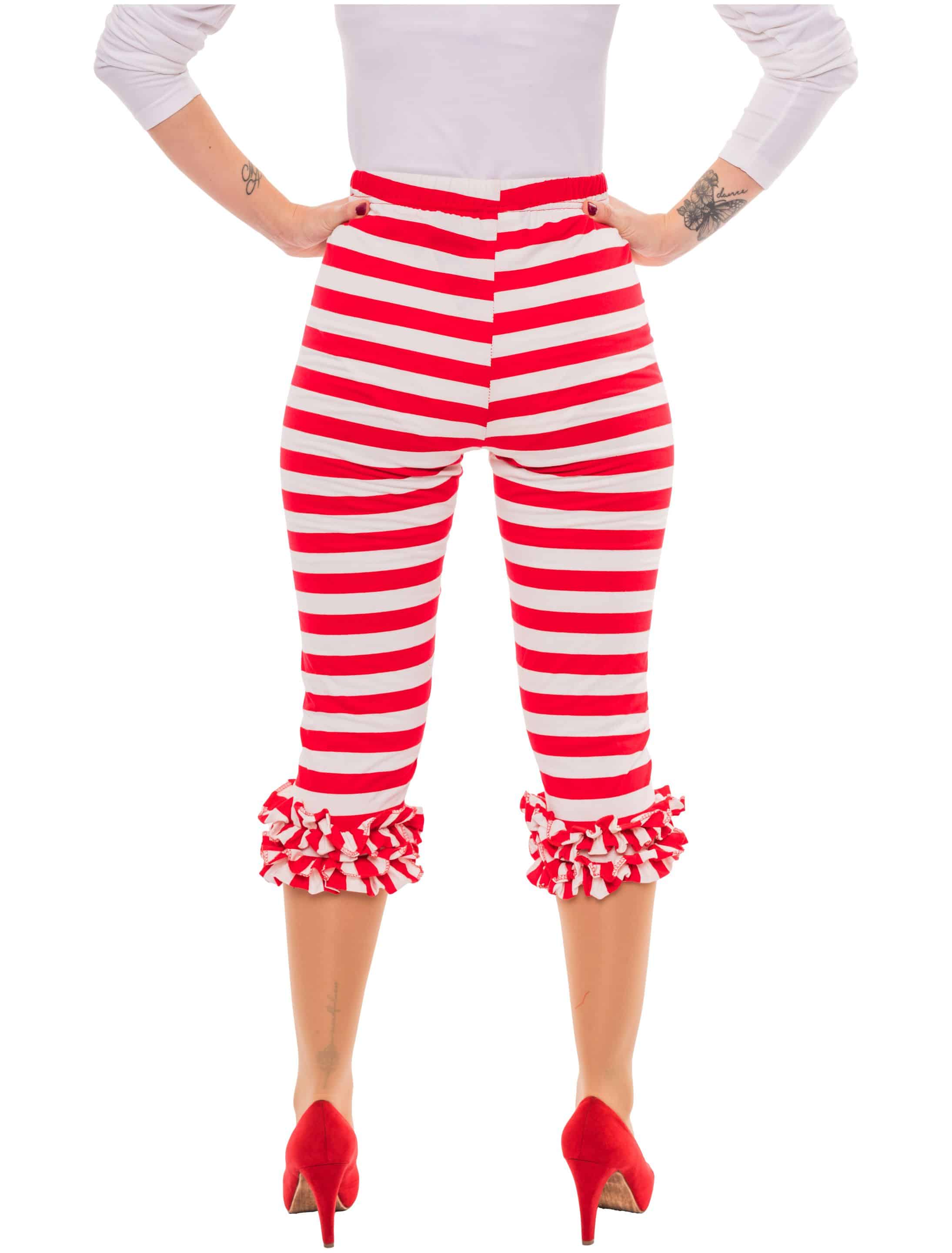 Leggings mit Rüschen gestreift weiß/rot L/XL