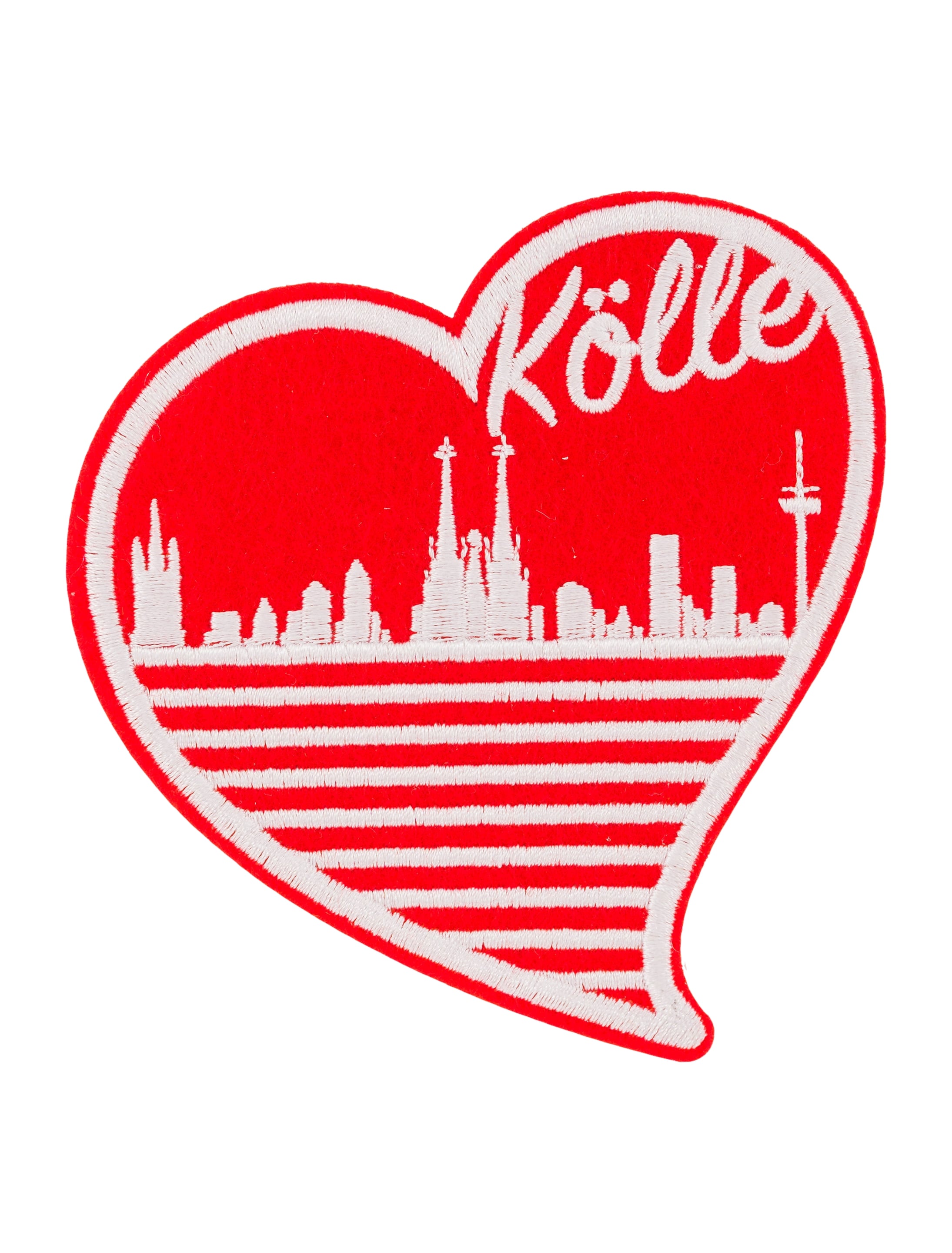 Bügelpatch Herz Kölle 10cm rot/weiß