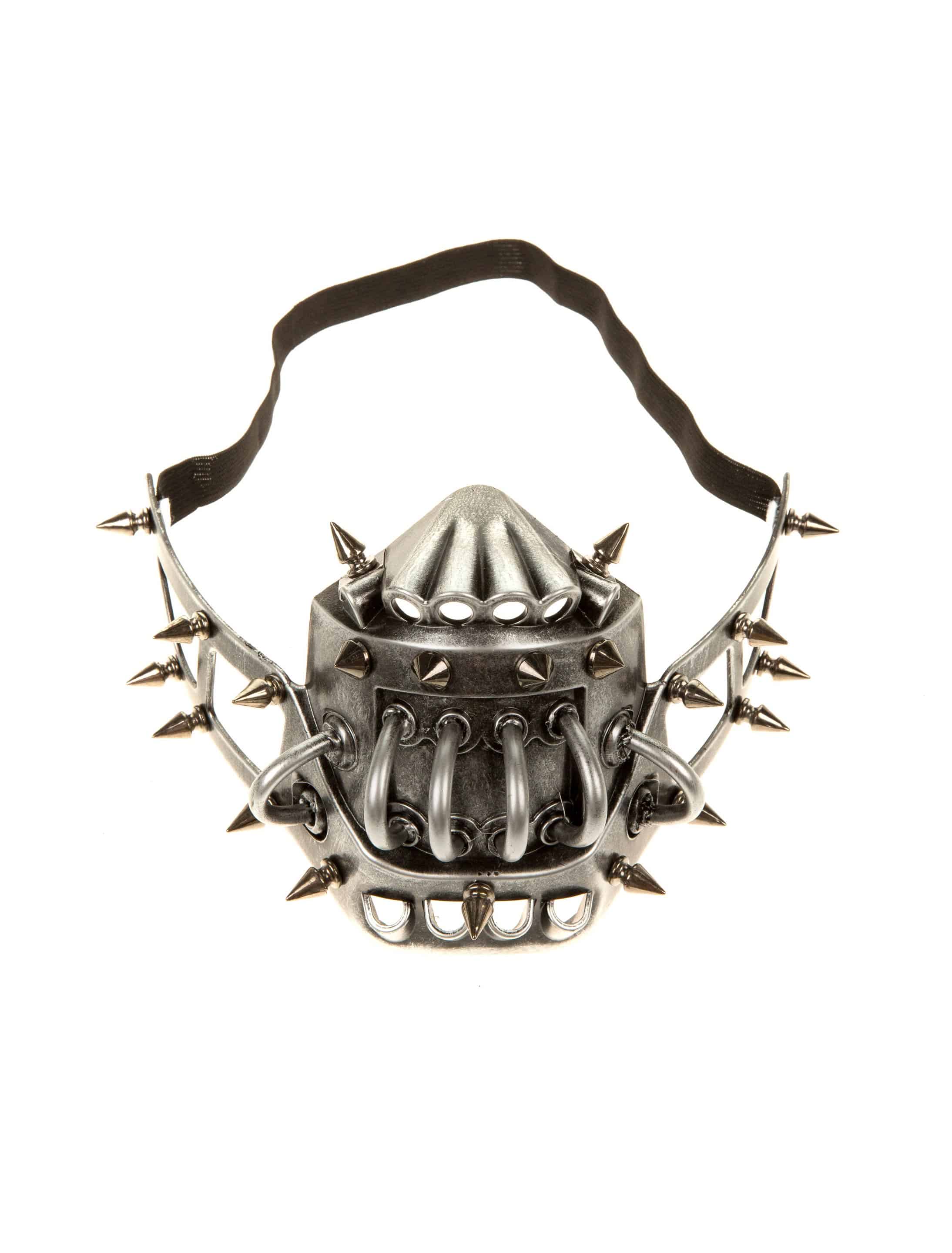 Halbmaske Steampunk mit Nieten silber