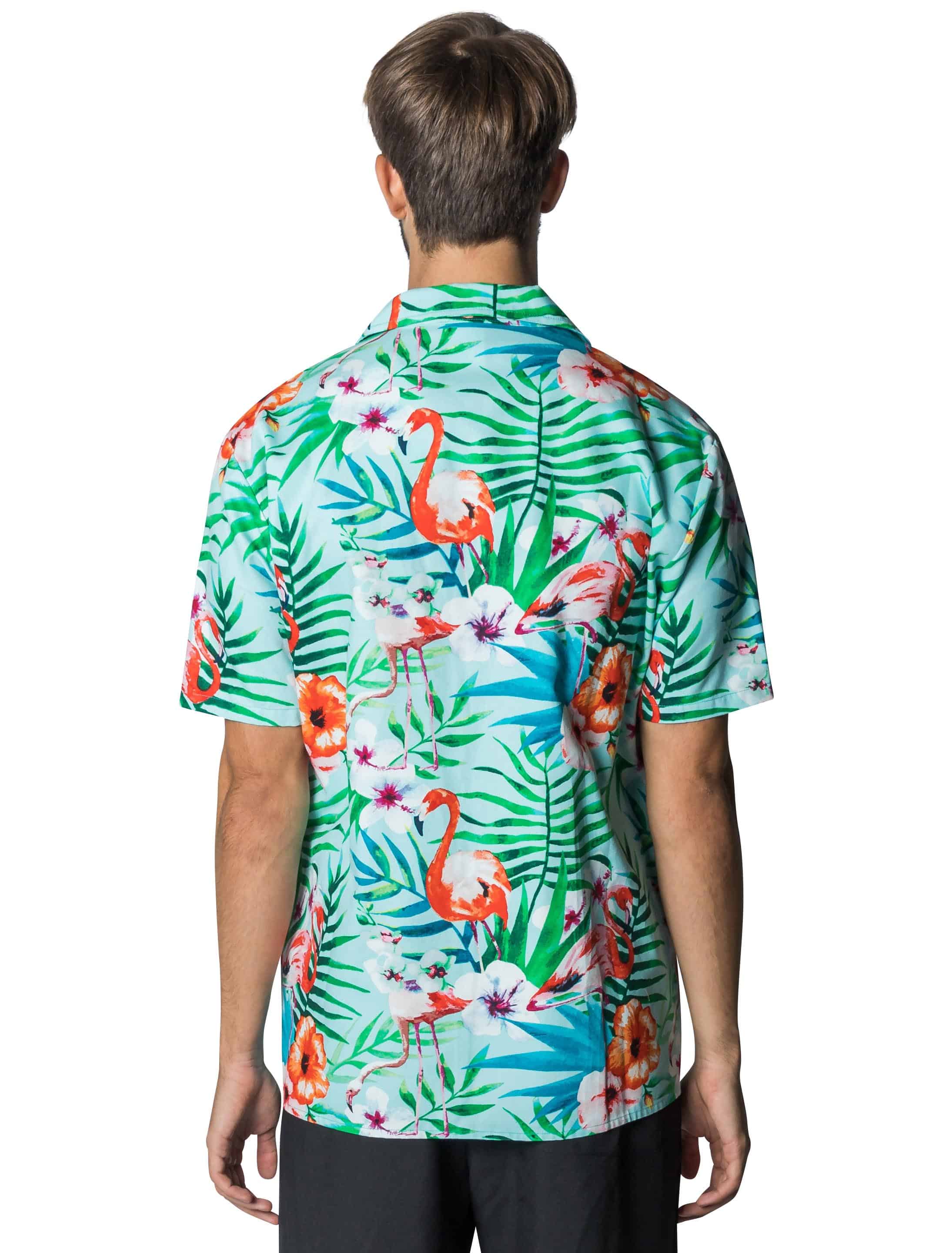 Hemd Hawaii mit Flamingos Herren grün S/M