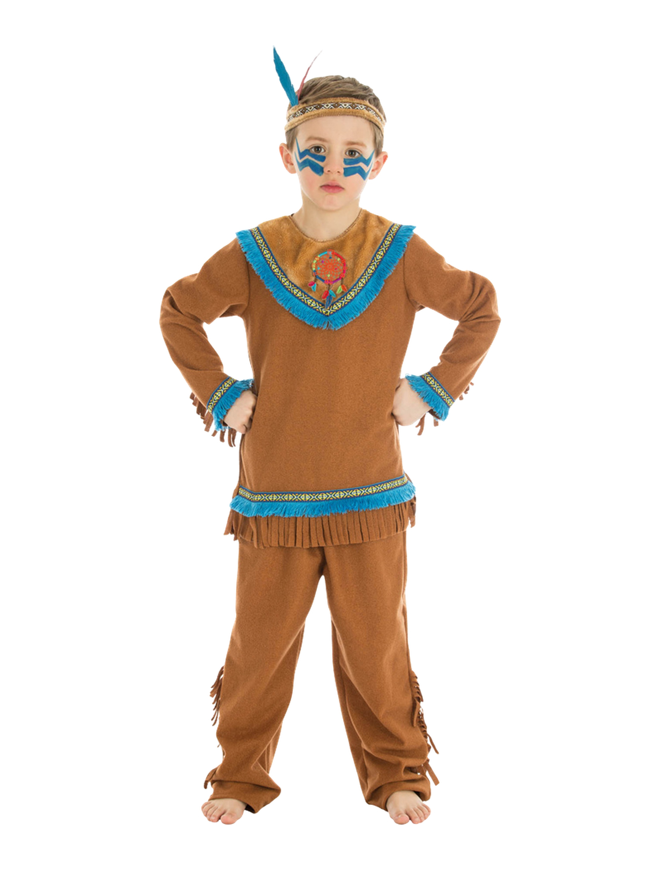 Kostüm Indianer 3-tlg. Kinder braun 140
