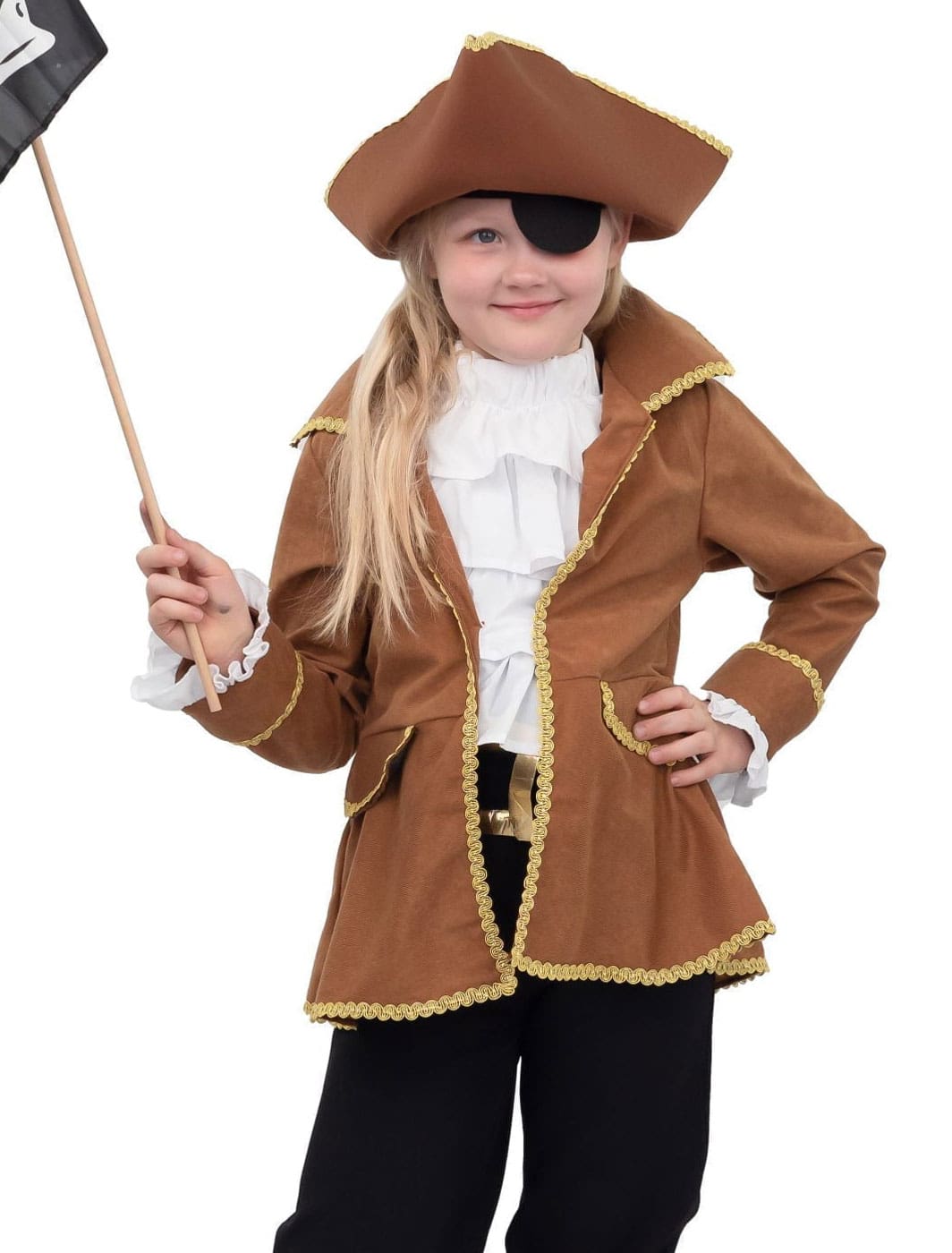 Jacke Pirat mit Hut Kinder braun 128