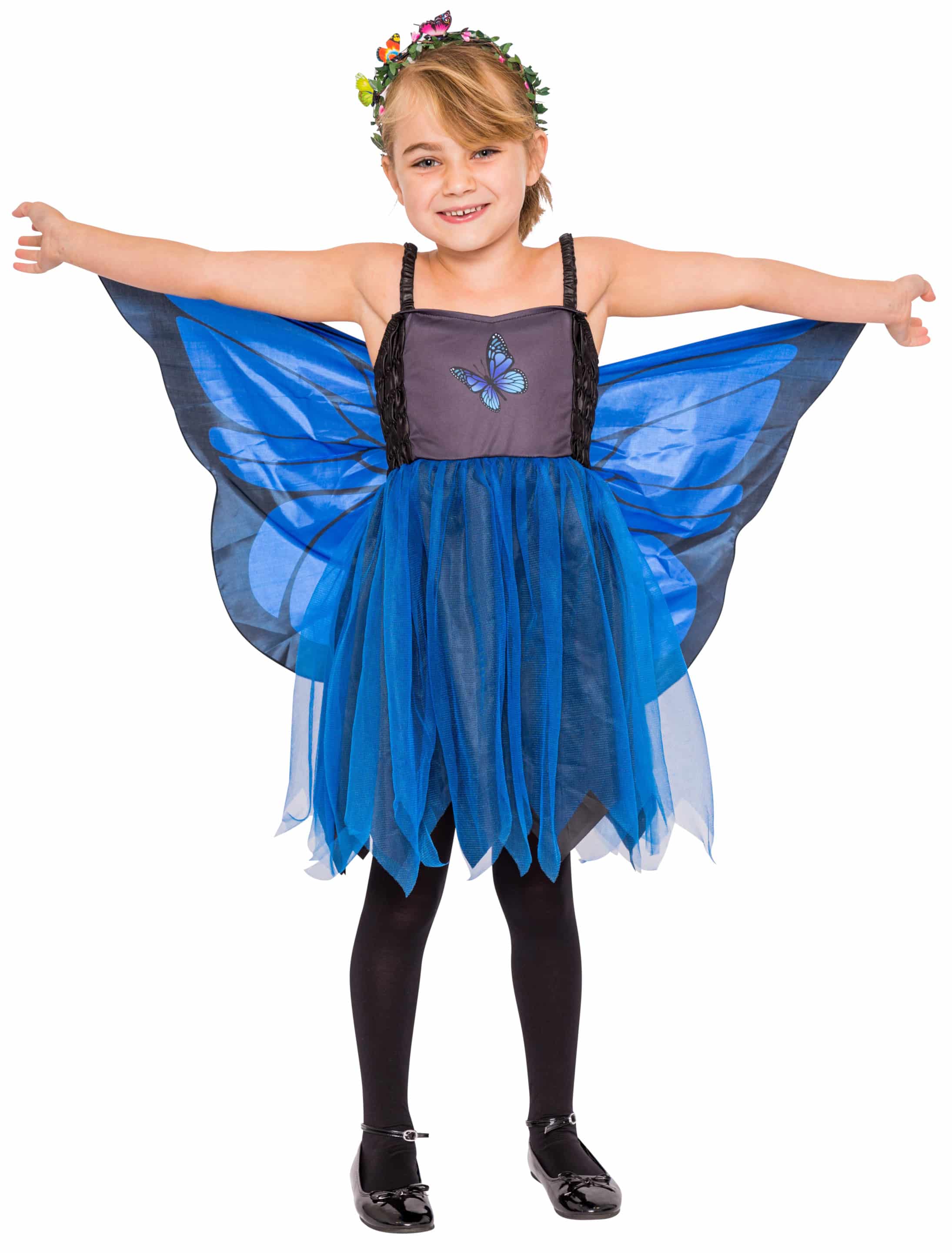Kleid Schmetterling Kinder blau 5-6 Jahre