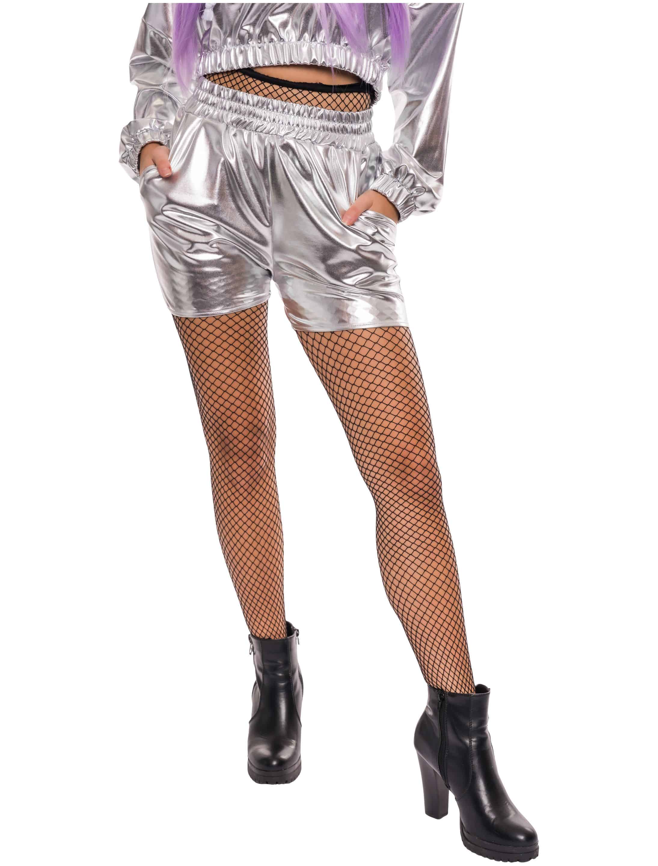 Hot Pants metallic Damen silber L/XL