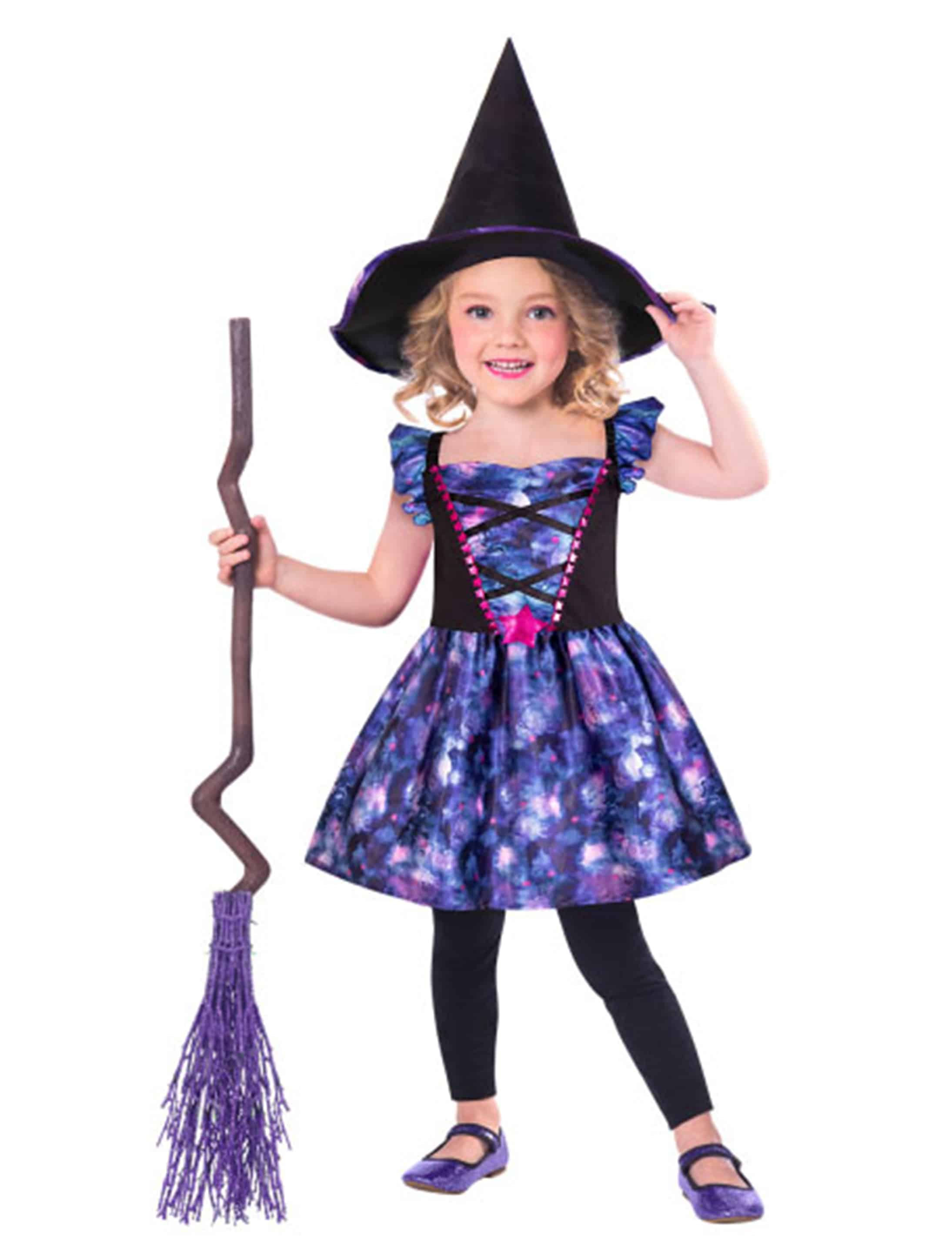 Kleid mythische Hexe 2-tlg. Kinder lila/schwarz 4-6 Jahre