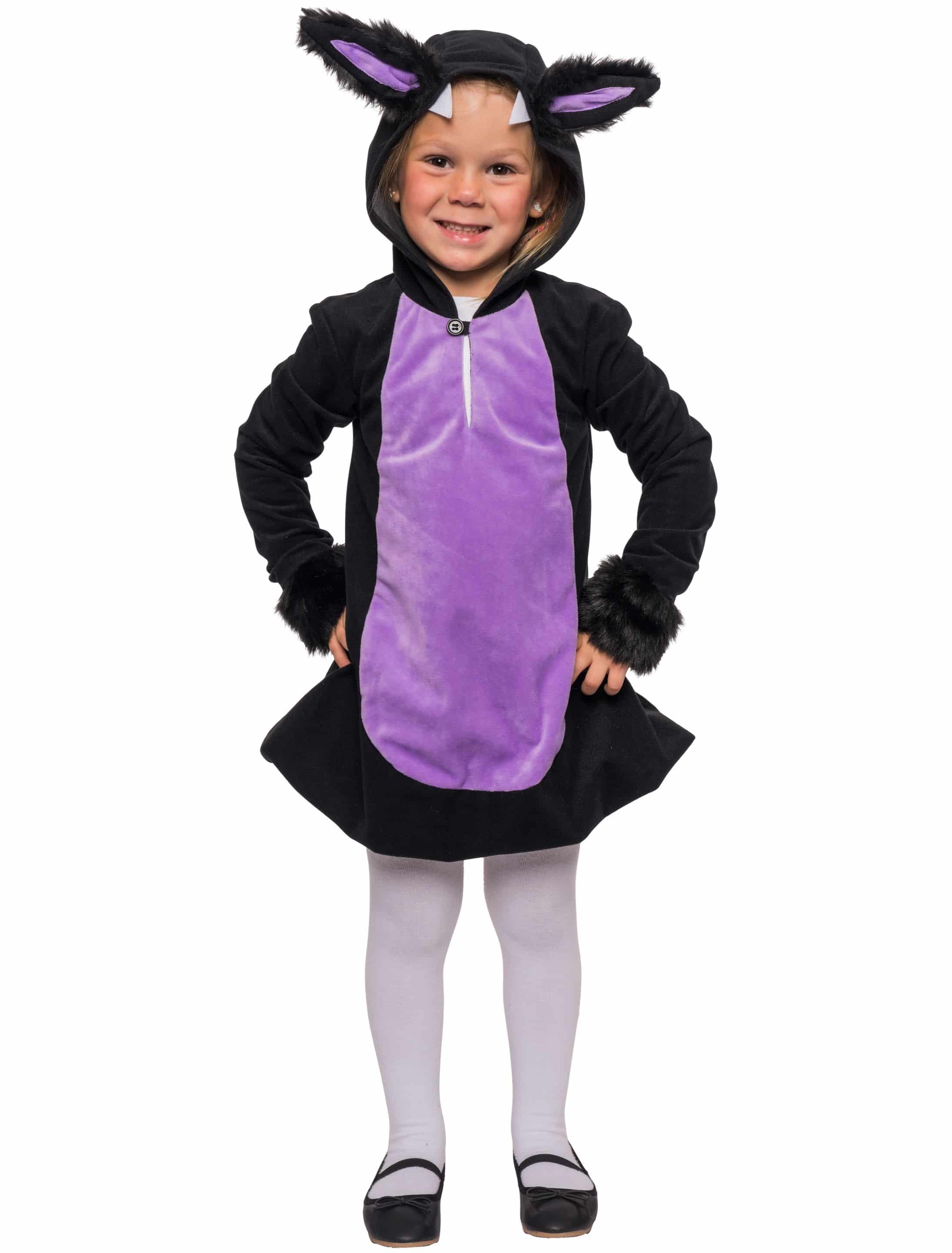 Kleid Fledermaus Plüsch schwarz/lila 152