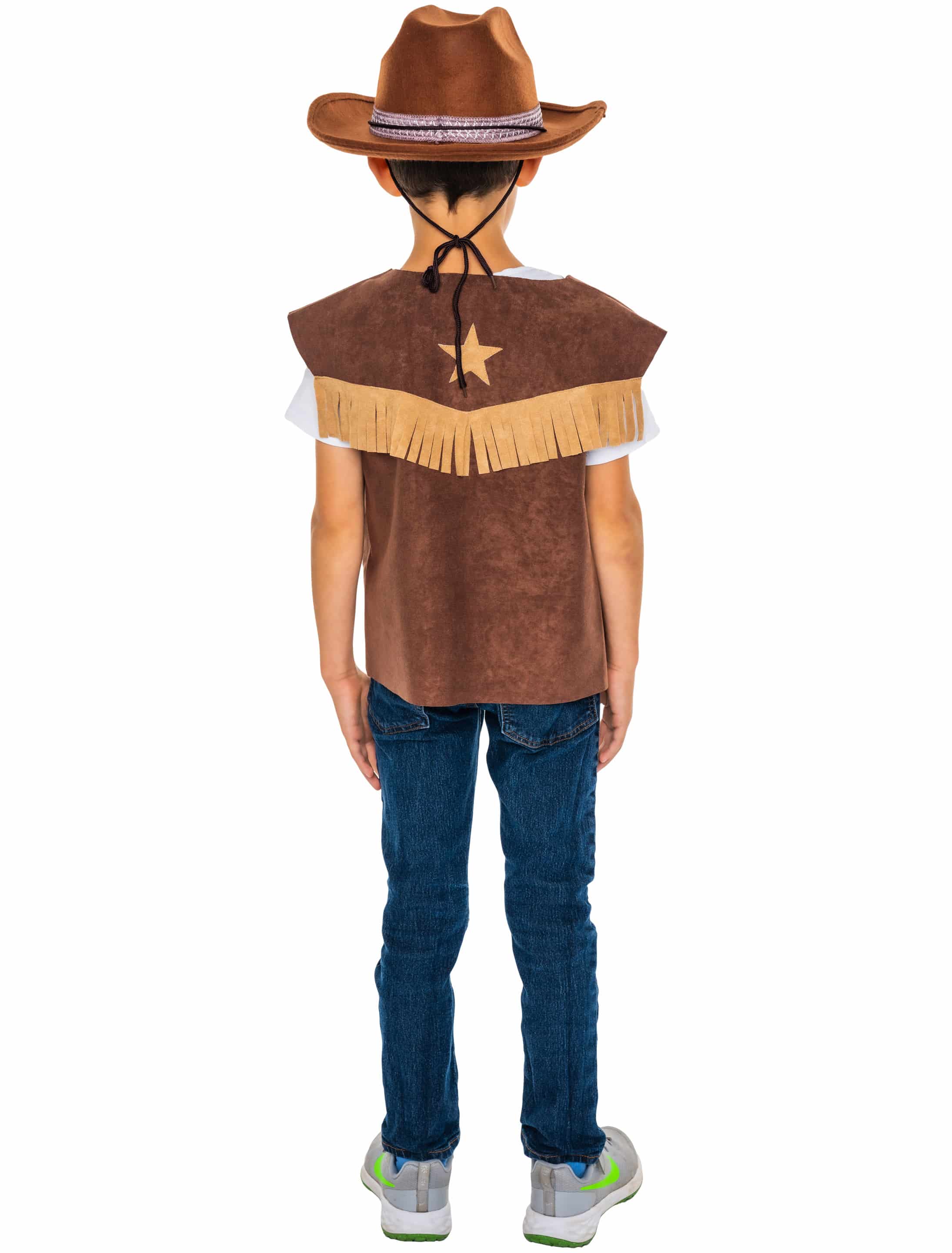 Weste Cowboy Kinder mit Stern braun 98-104