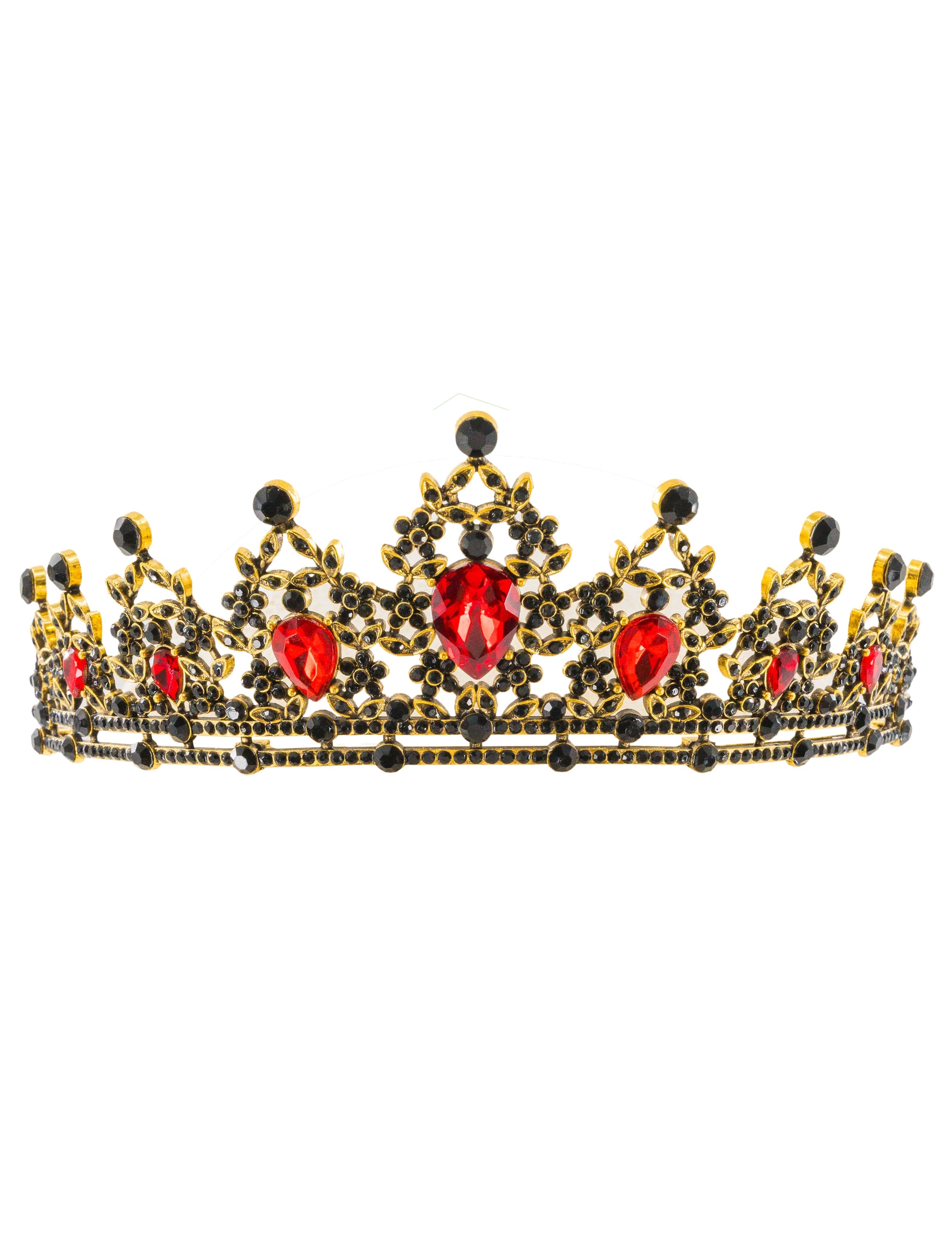 Diadem Blumen mit Steinen Damen schwarz/rot