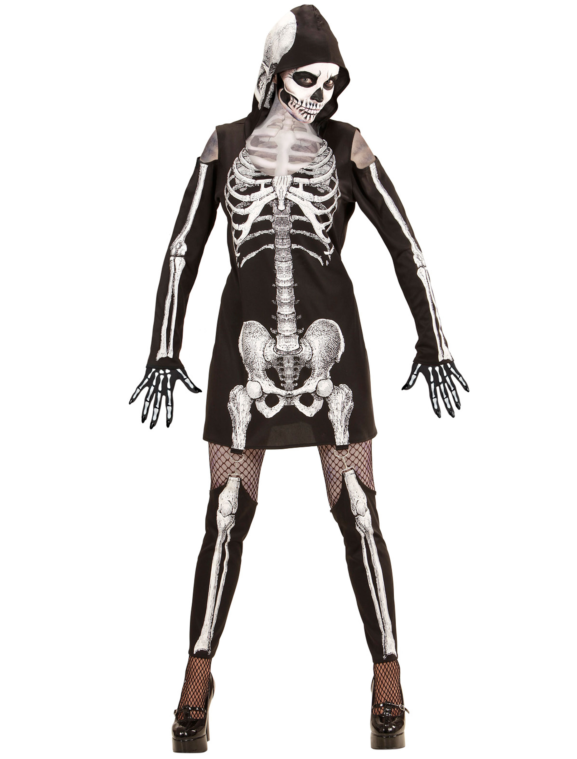 Kleid Skelettlady 2-tlg. schwarz/weiß M