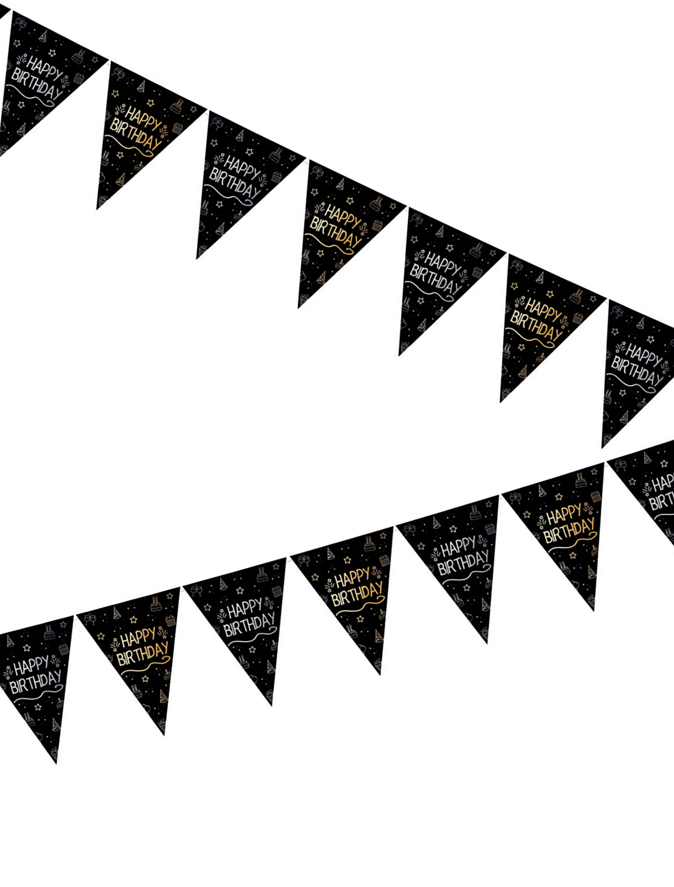 Wimpelkette Happy birthday 4m schwarz