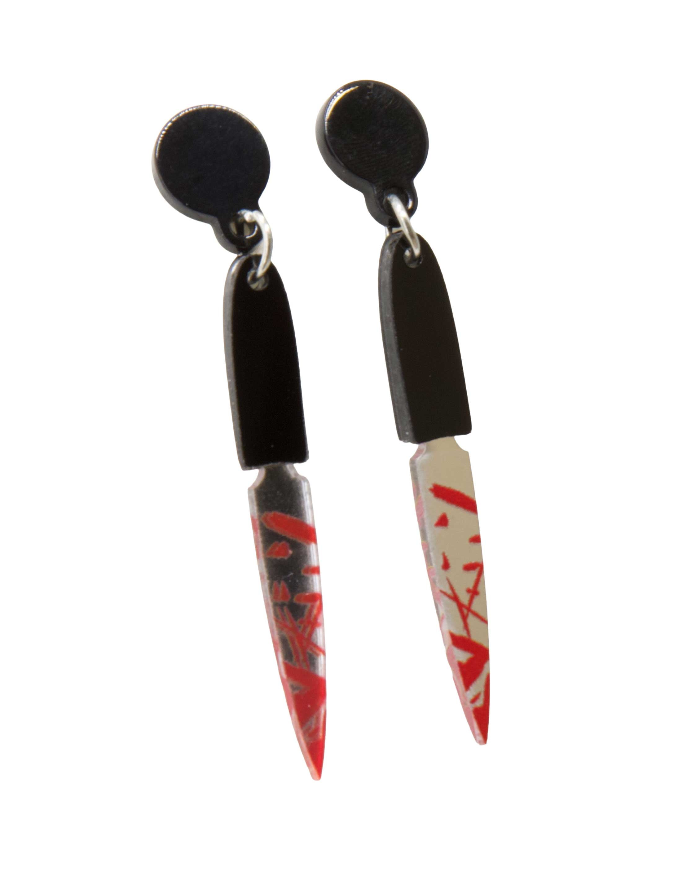 Ohrringe blutige Messer schwarz/rot