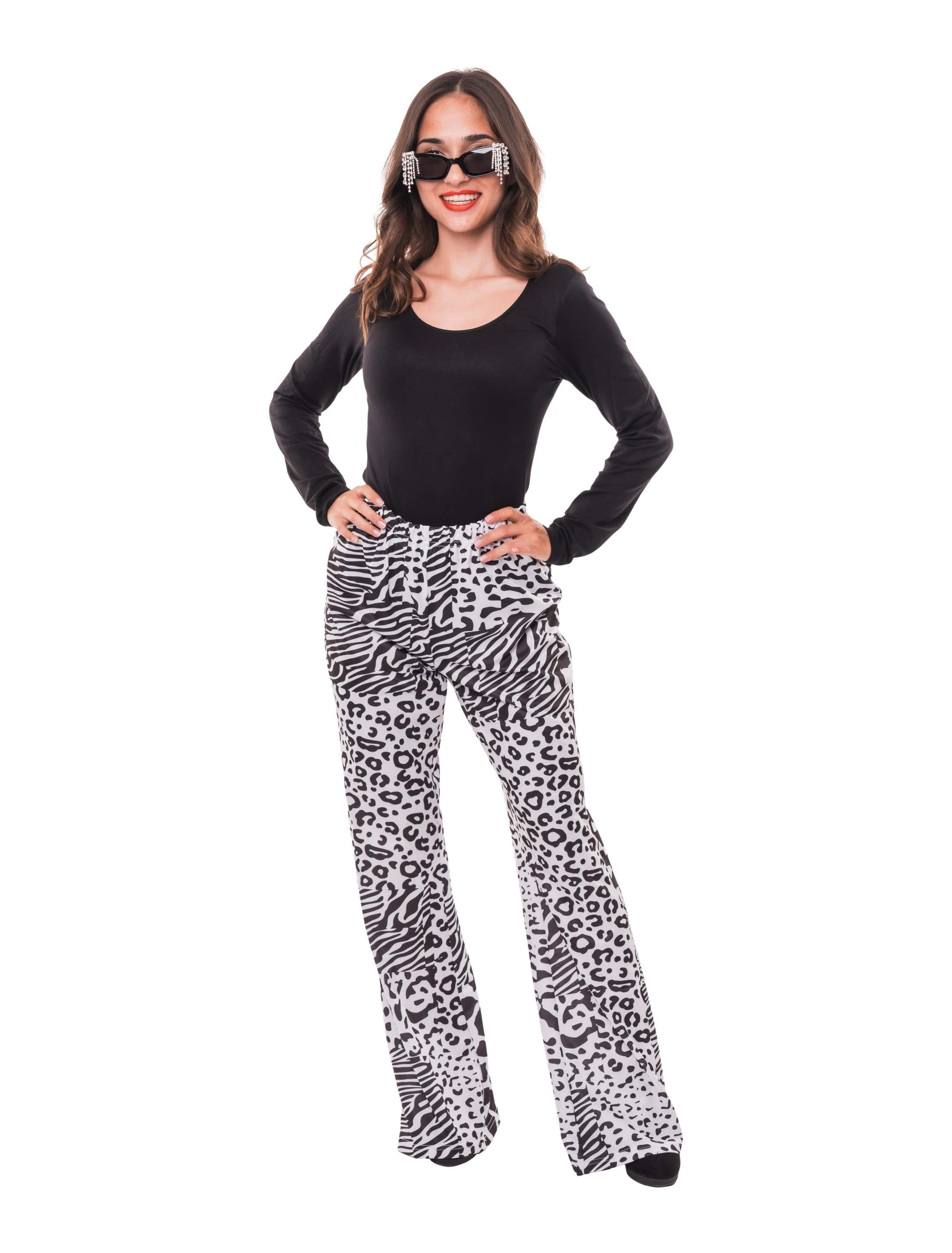 Hose animal print schwarz/weiß XS