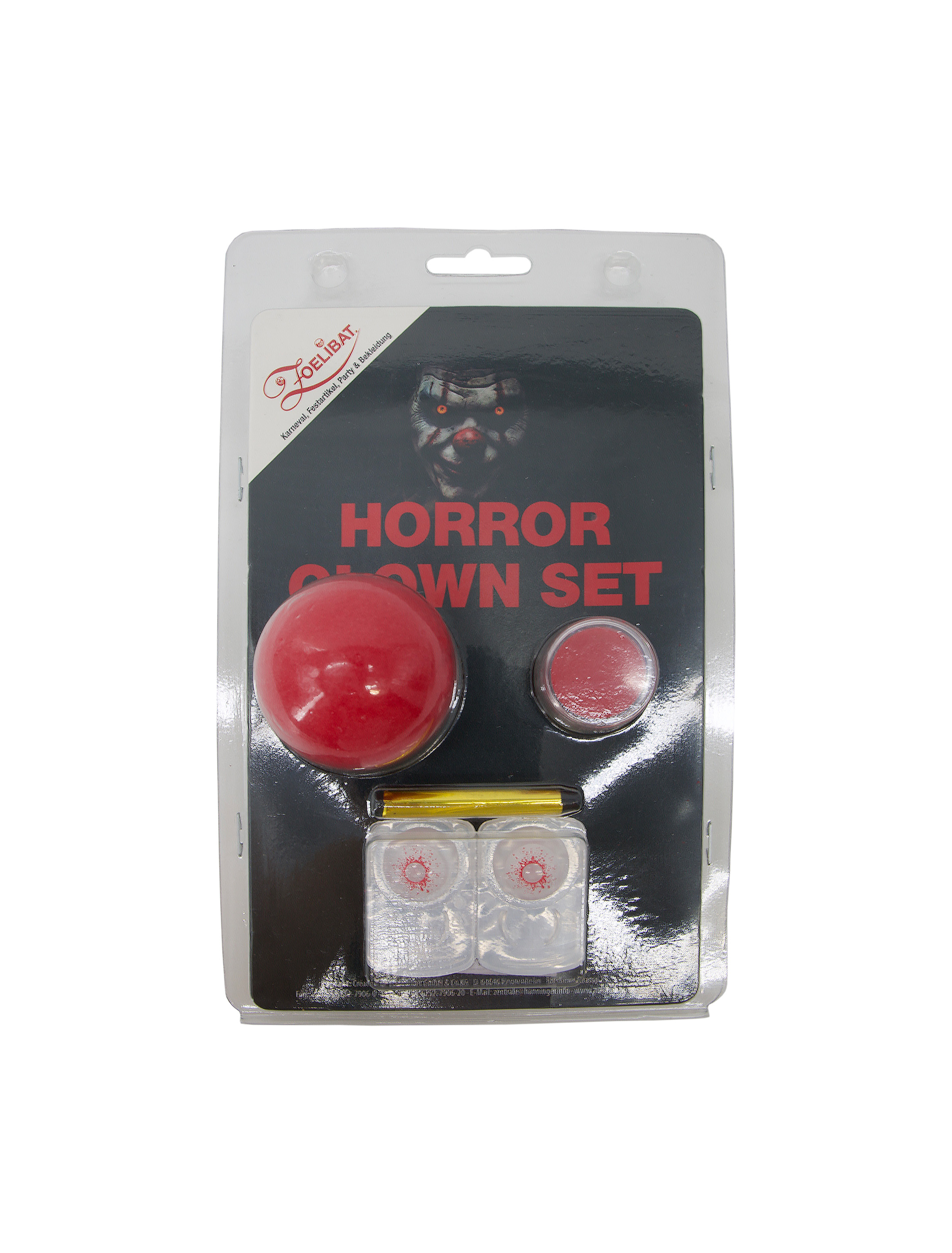 Schmink-Set Horror-Clown 4-tlg. schwarz/weiß/rot