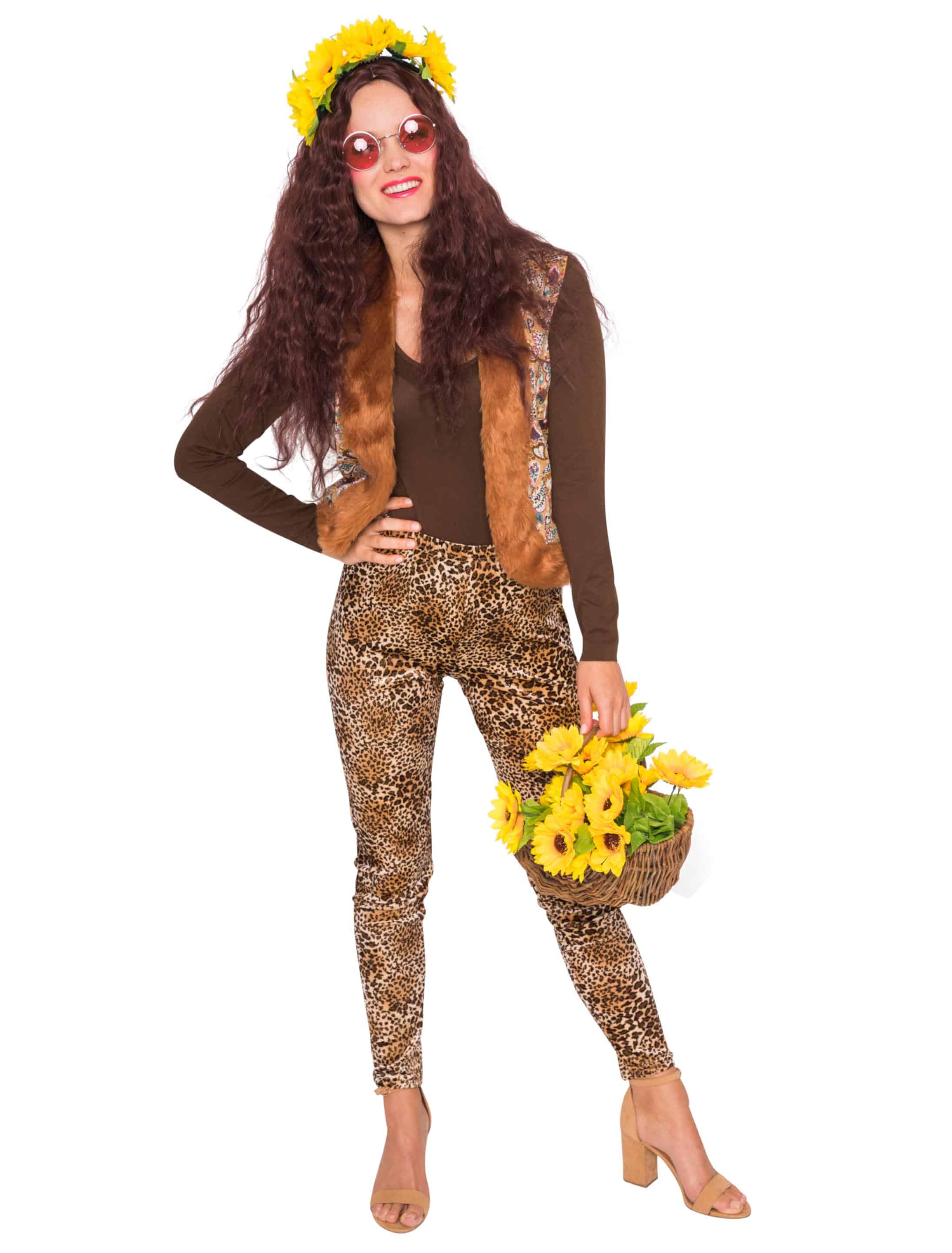 Weste Hippie mit Kunstfell Damen braun L/XL Weste Hippie mit Kunstfell Damen braun L/XL