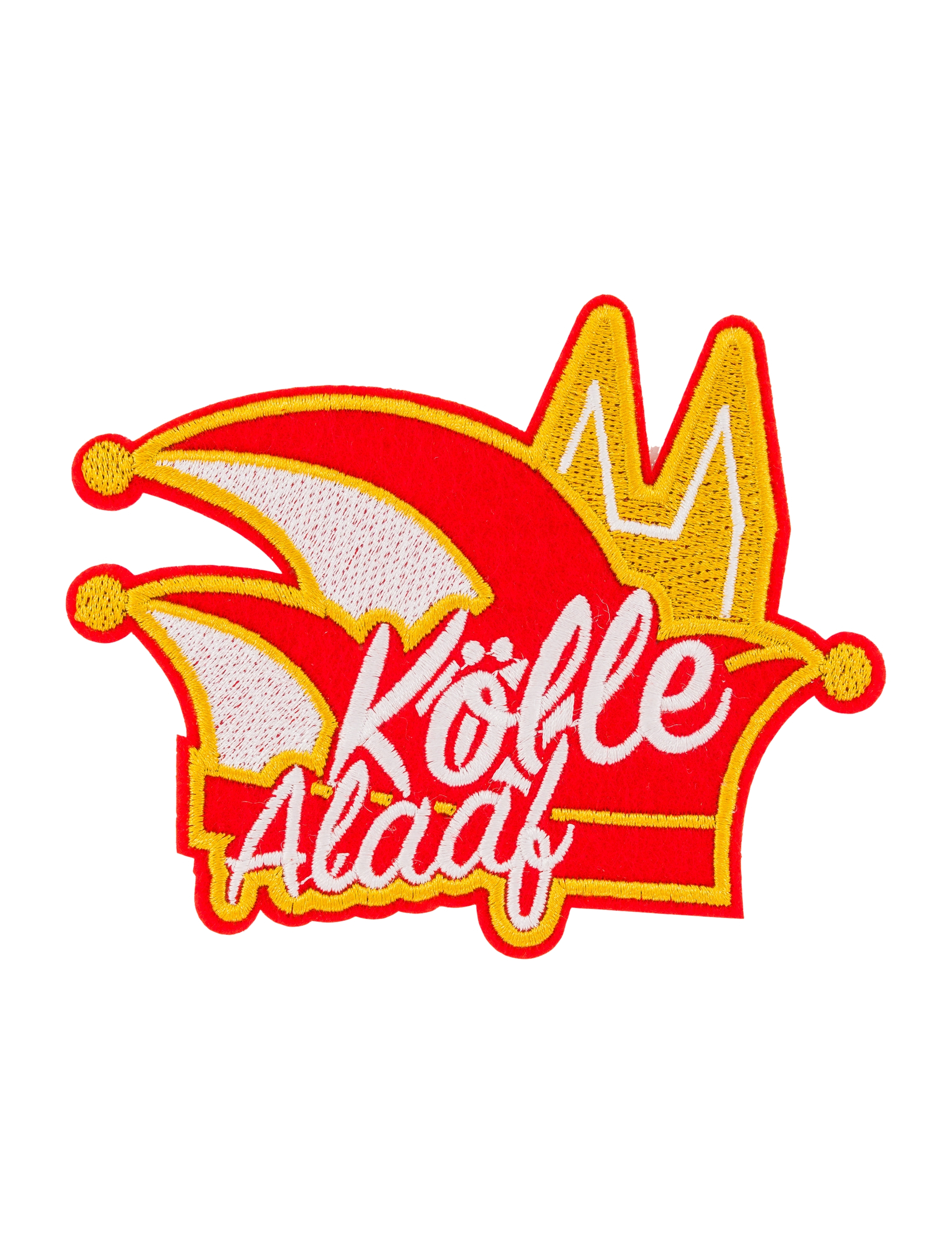 Bügelpatch Kölle Alaaf 12cm rot/weiß