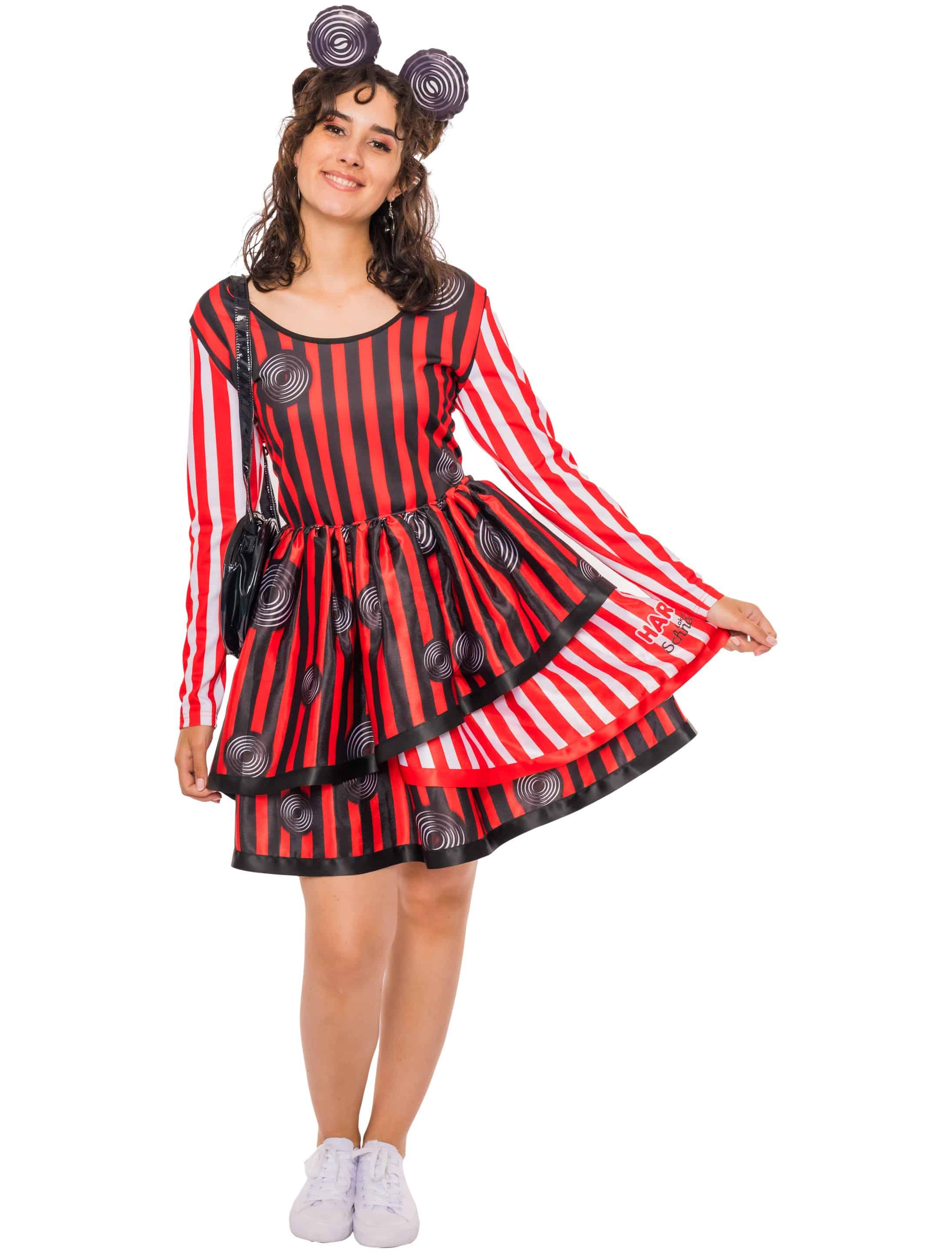 Kleid HARIBO Lakritz Schnecken Damen schwarz/weiß/rot M