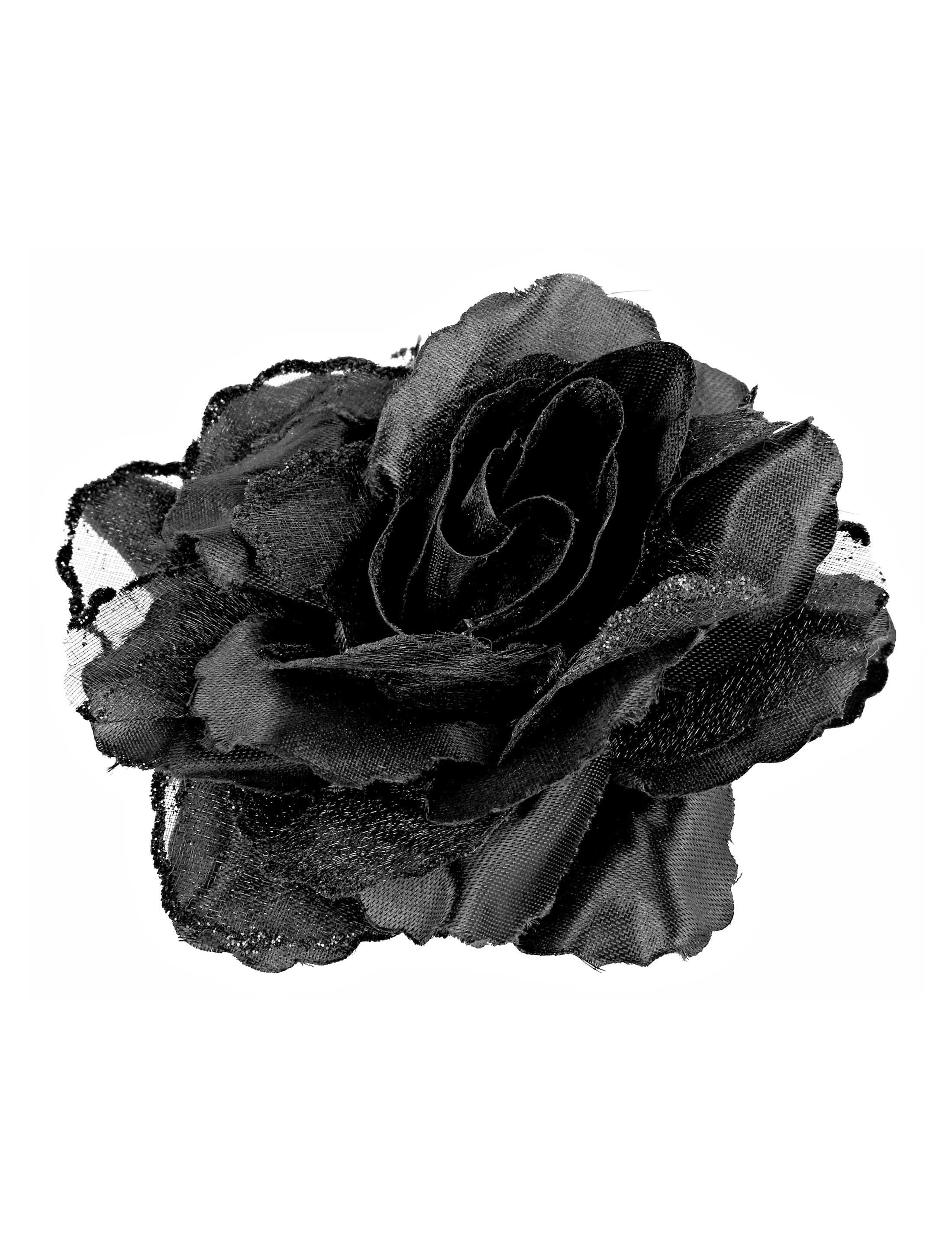 Haarspange Rose mit Glitzer schwarz