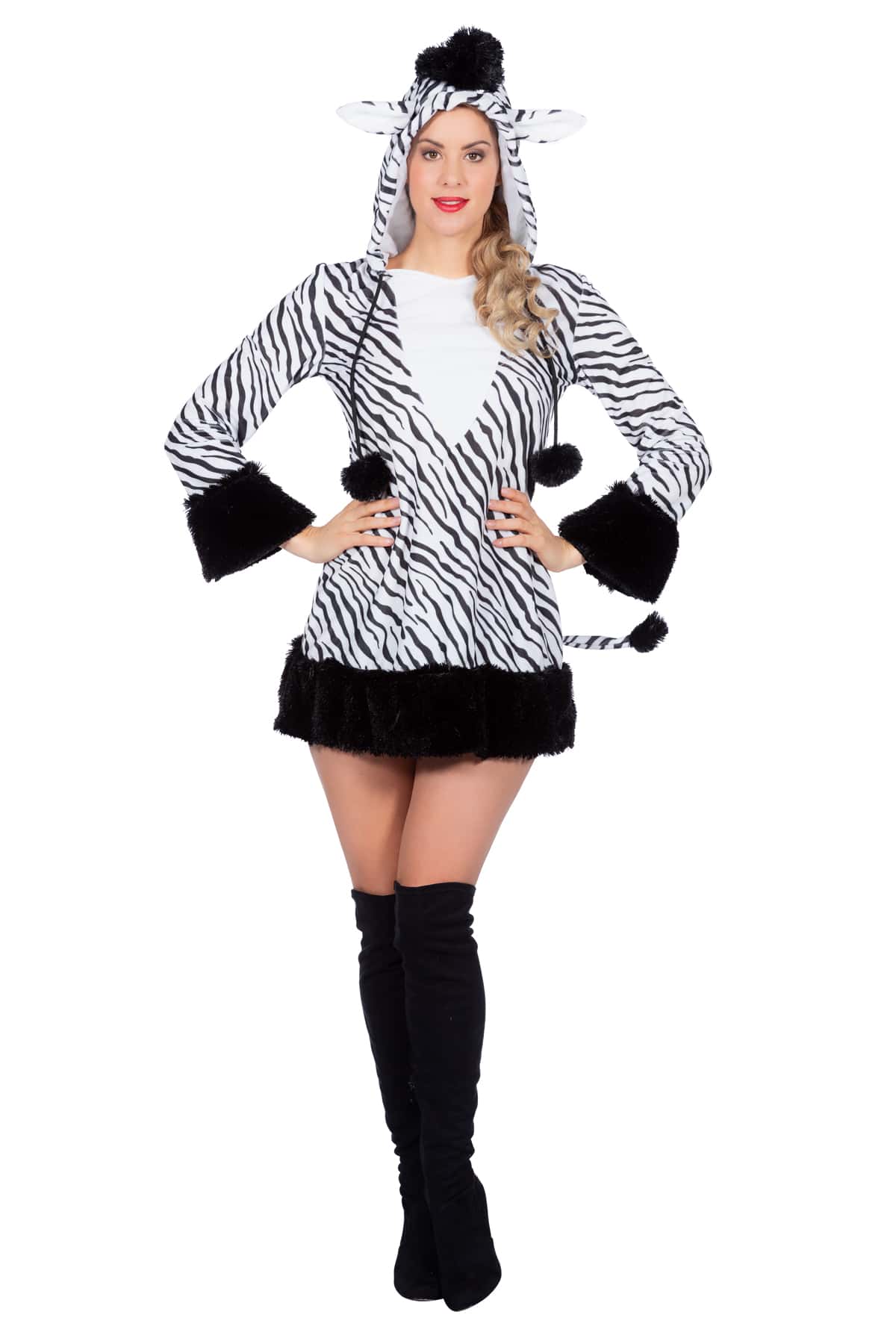 Kleid Zebra Damen schwarz/weiß 34-36