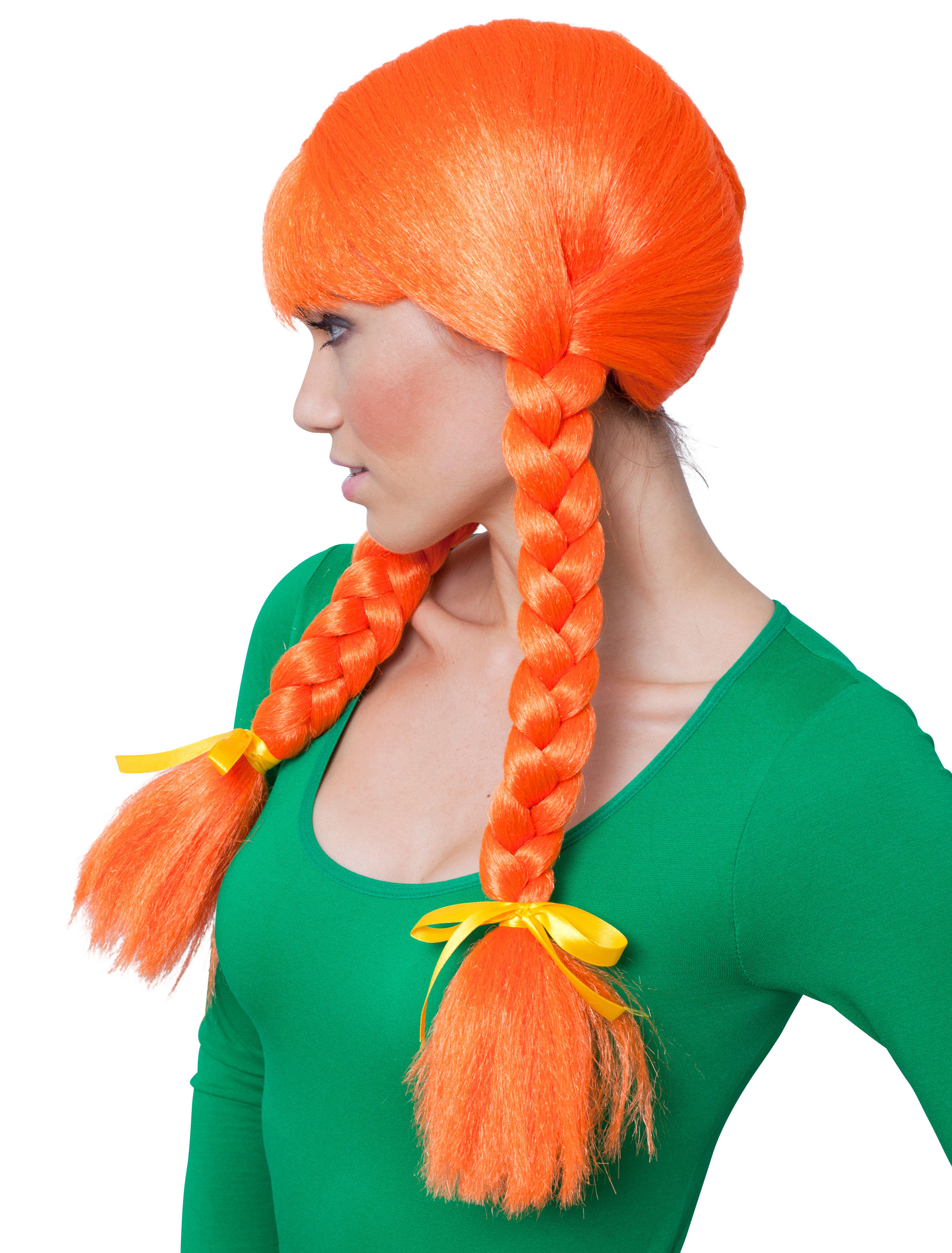 Perücke mit Zöpfen orange Perücke mit Zöpfen orange