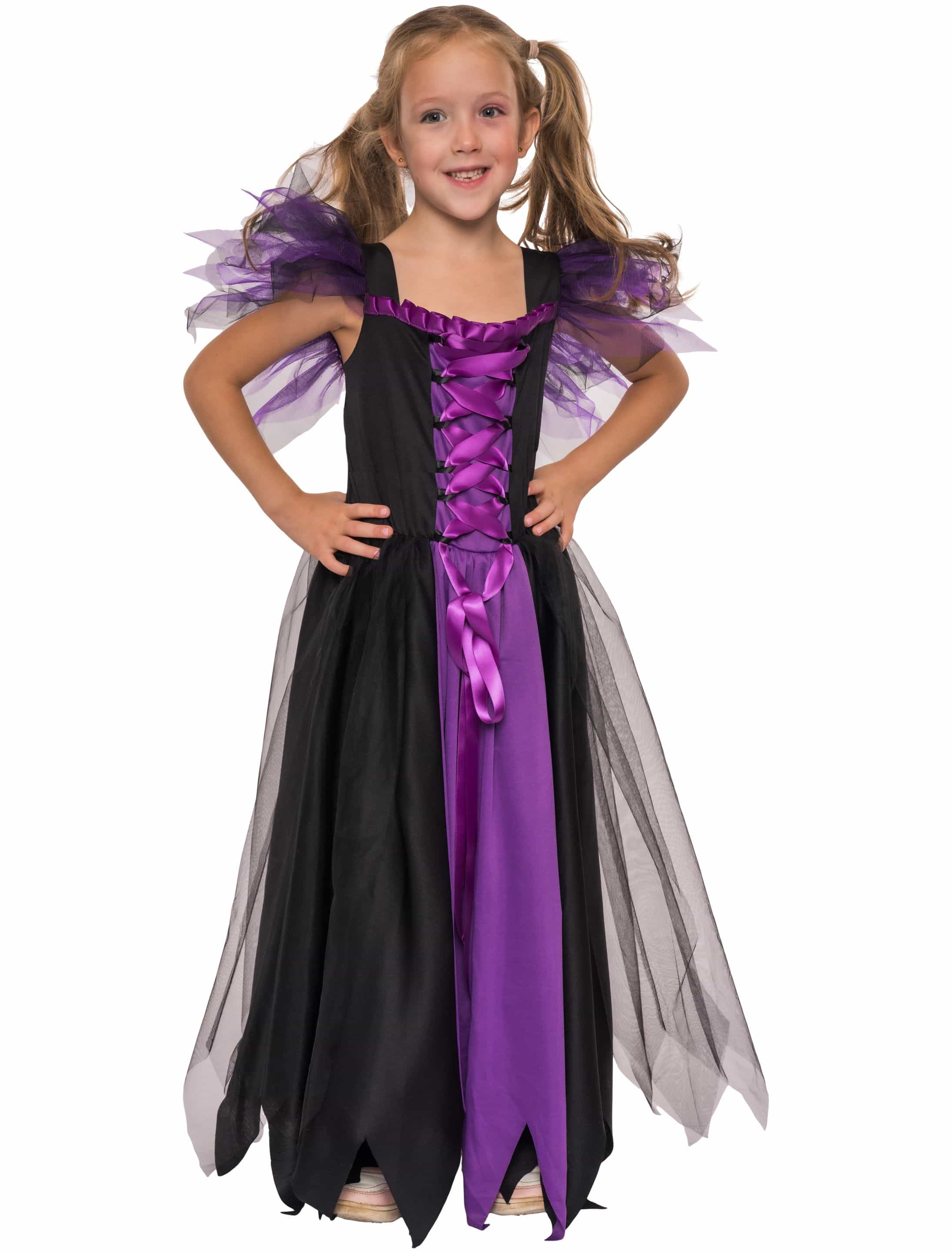 Kleid Vampir Mädchen schwarz/lila 152